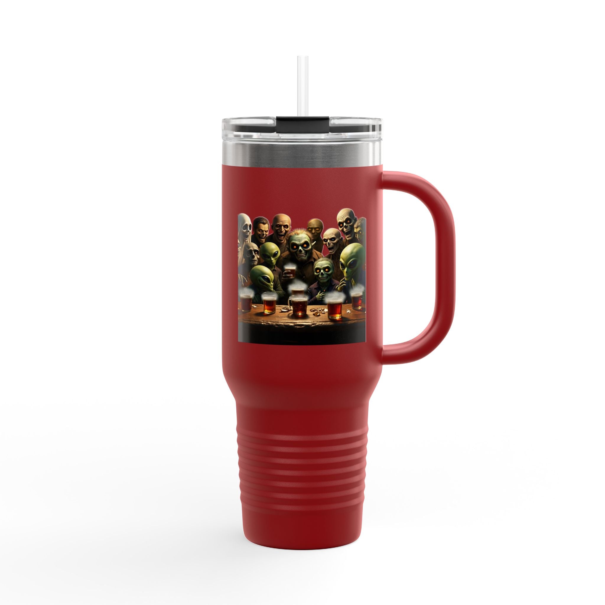 Travel Mug, Humorous Aliens Monsters Ghosts Design, 40oz