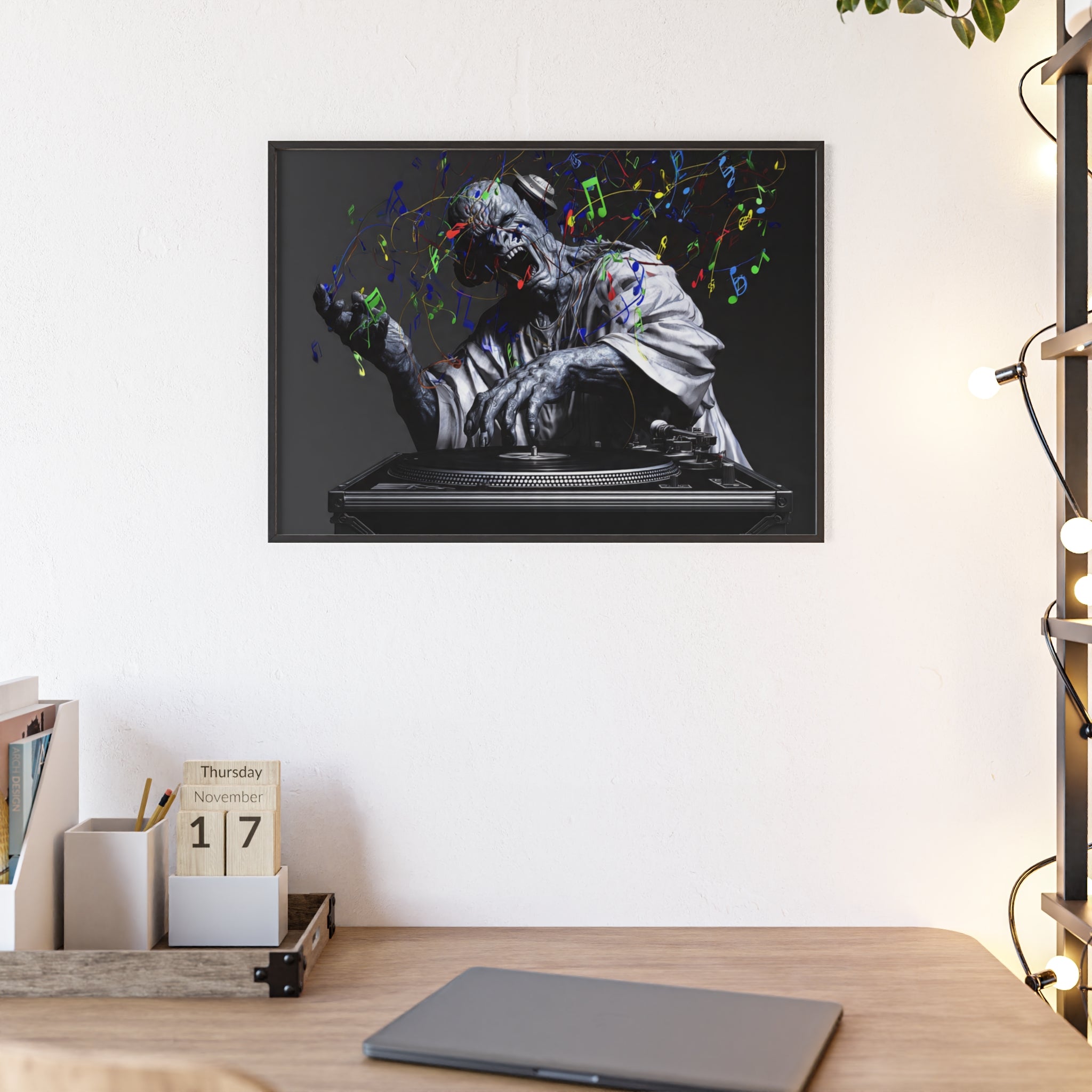 Poster with Wooden Frame - Frankenstein DJ Theme Exclusive Design