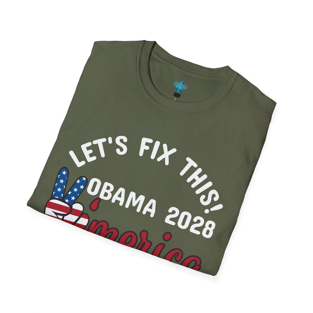 VYBZ Obama 2028 Unisex Softstyle T-Shirt, Casual Wear, Political Statement Tee, Gift for Activists, Election Merchandise