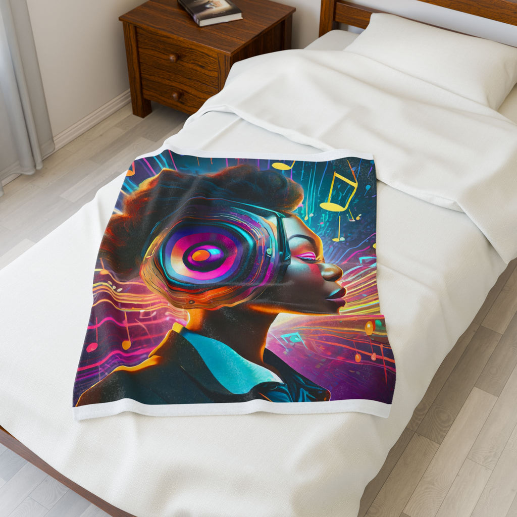 Vibrant Music Lover's Velveteen Plush Blanket