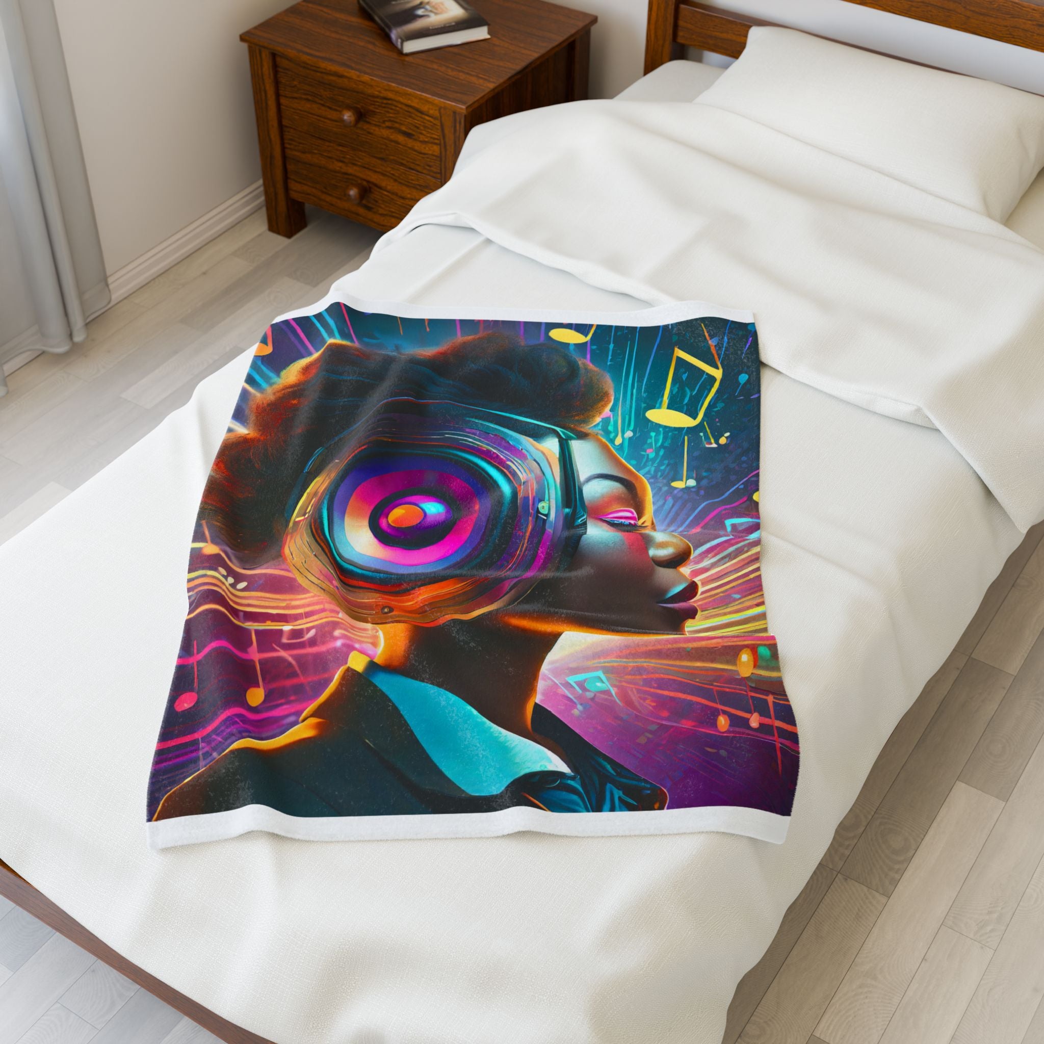 Vibrant Music Lover's Velveteen Plush Blanket