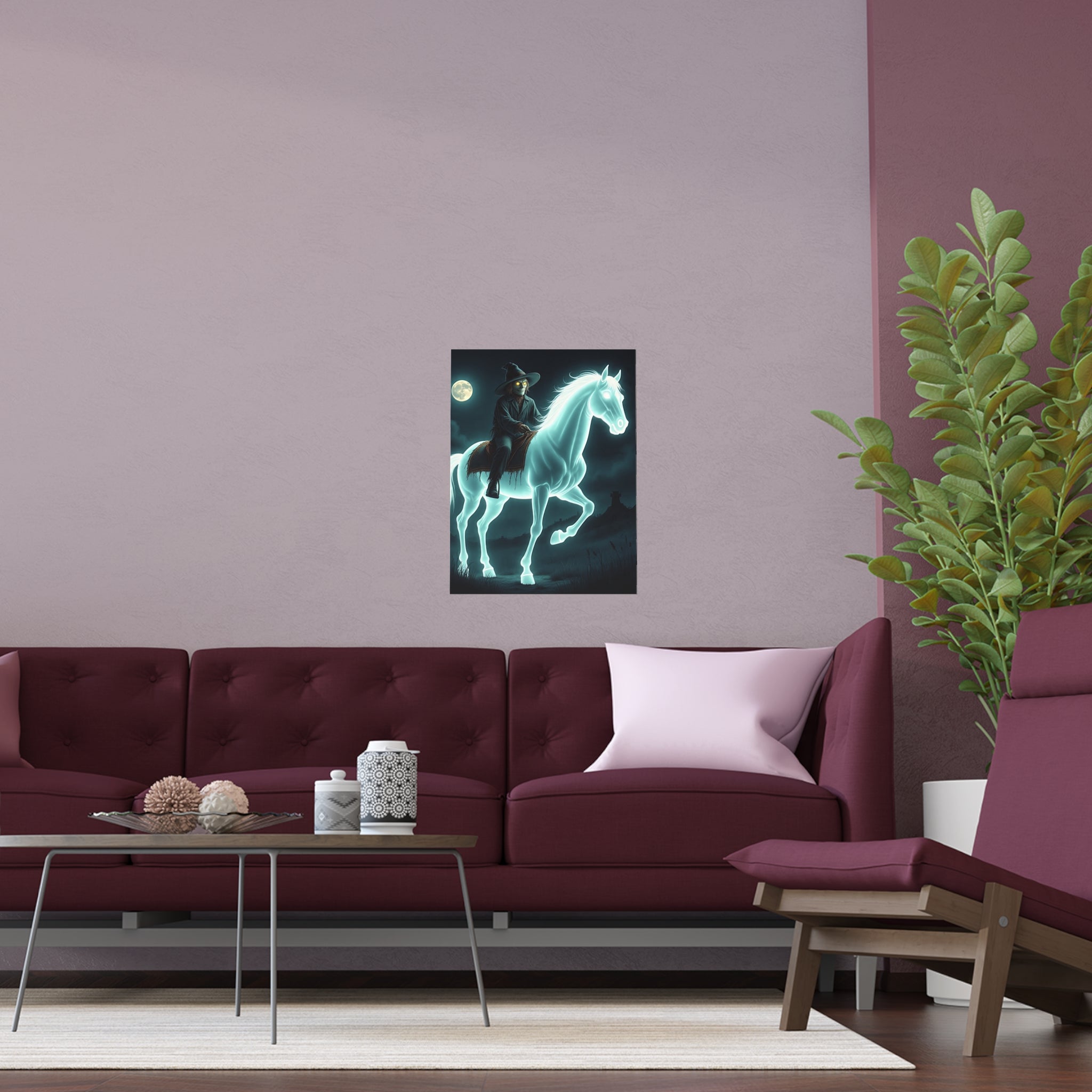 Mystical Wizard Horse Silk Poster, Home Decor, Halloween Art, Wall Art, Gift for Horse Lovers, Indoor and Outdoor Decoration