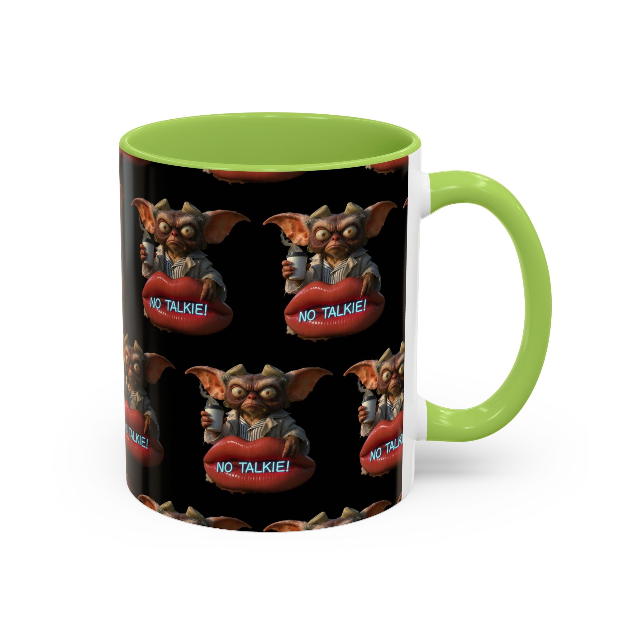 No Talkie Coffee Mug — Funny Grumpy Creature Accent Mug (11/15oz)