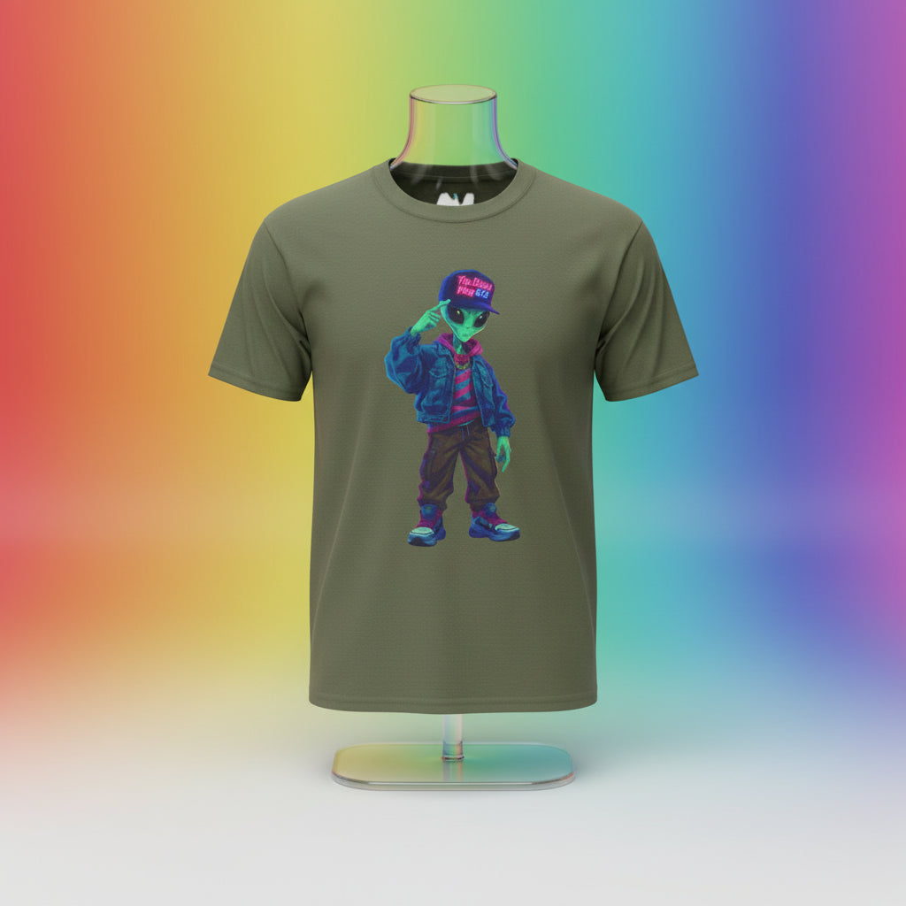 VYBZ Vibrant Alien Graphic Tee - Unisex Heavy Cotton Tee for Casual Wear, Gifts, Streetwear, Festivals, Unique Style