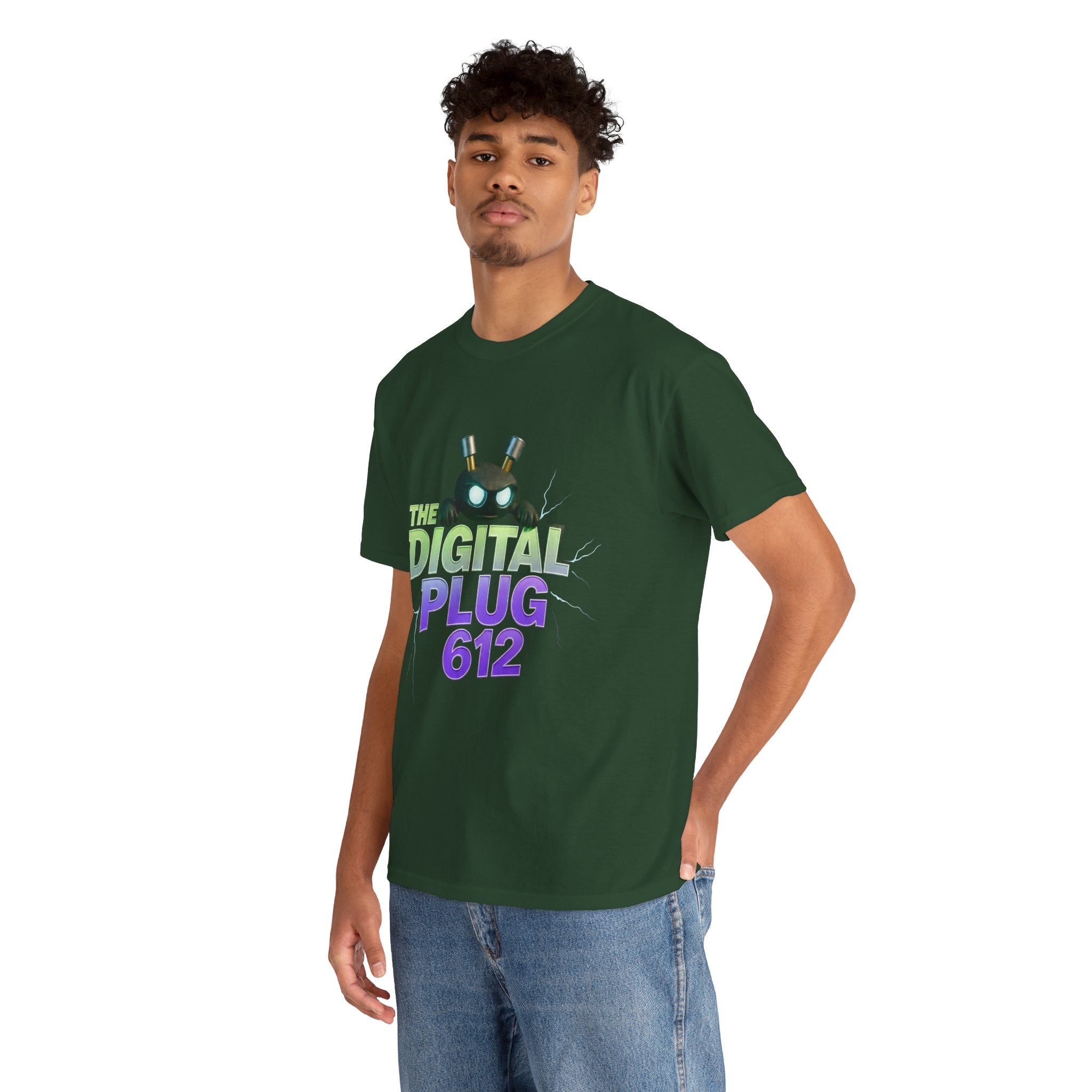 The Digital Plug 612 Tee — Retro Neon Tech Graphic T-Shirt
