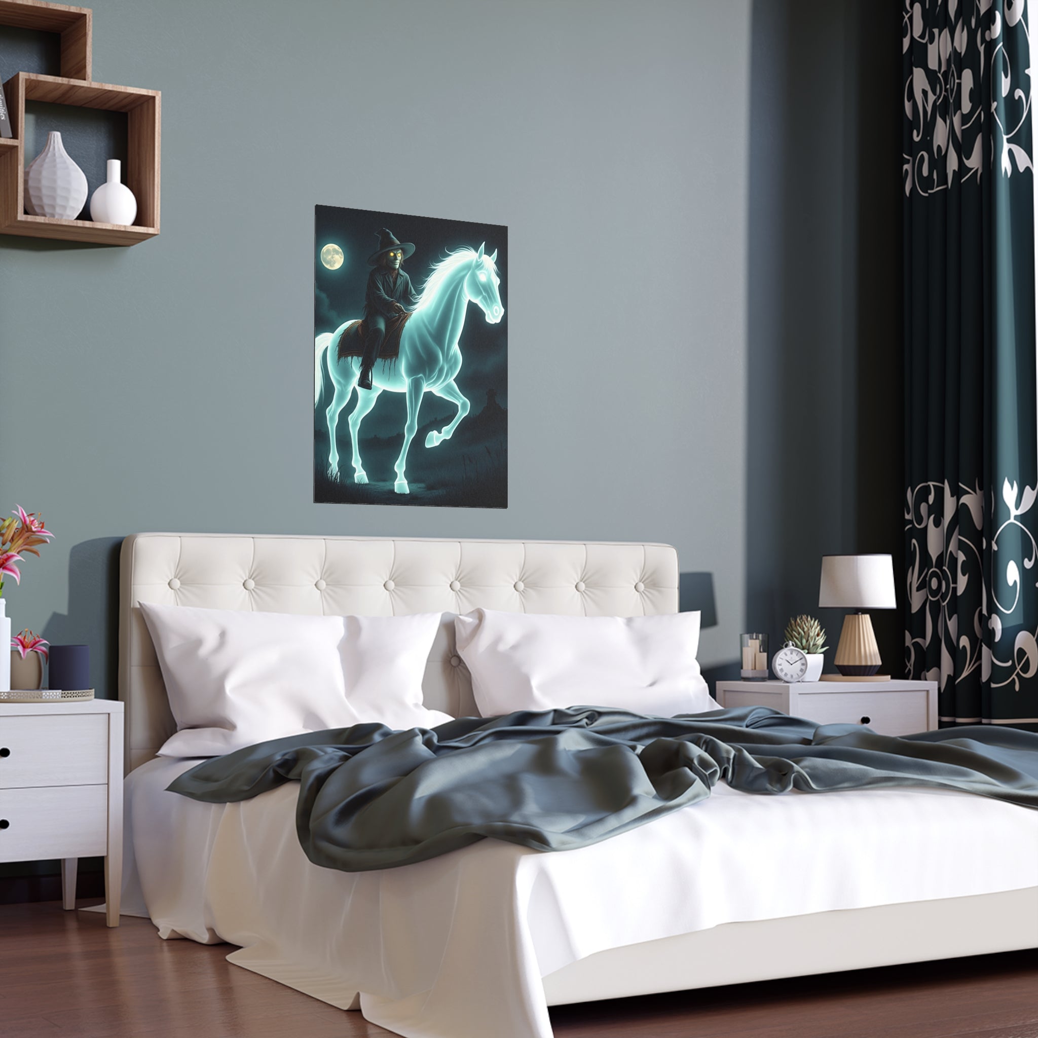 Mystical Wizard Horse Silk Poster, Home Decor, Halloween Art, Wall Art, Gift for Horse Lovers, Indoor and Outdoor Decoration