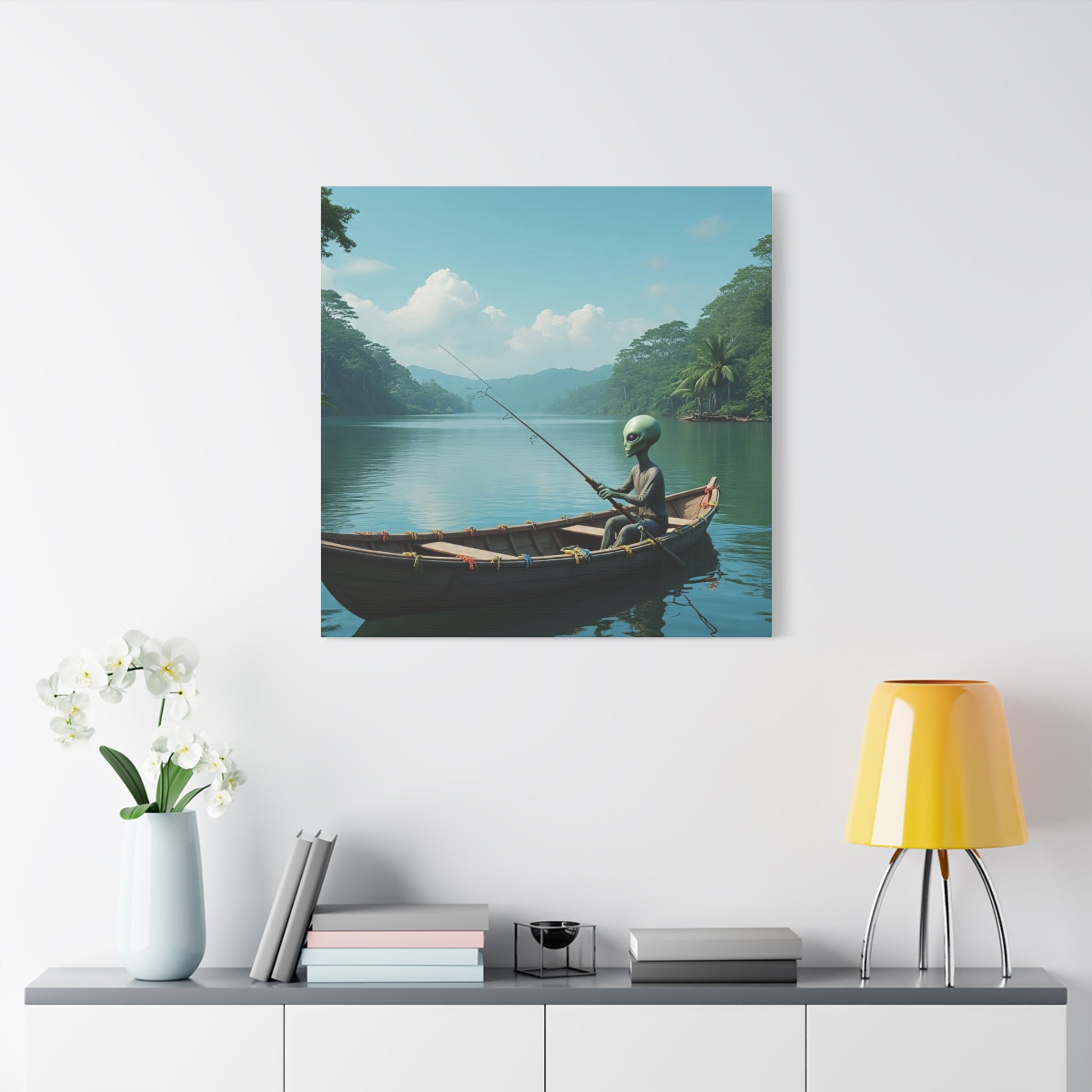 Alien Fishing Canvas Art