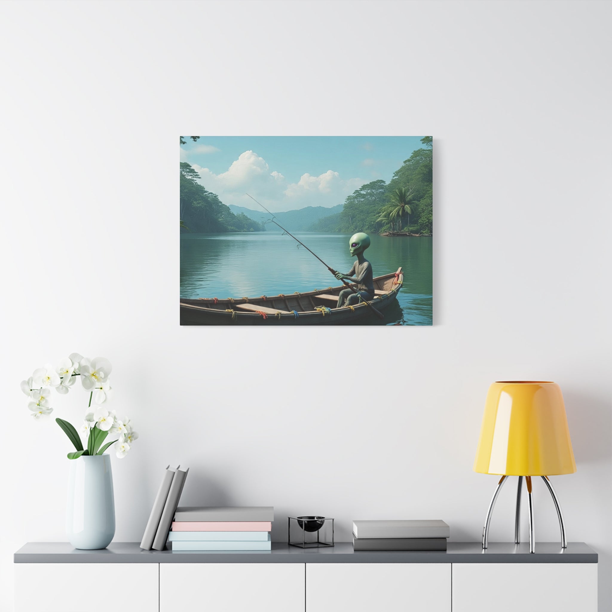 Alien Fishing Canvas Art