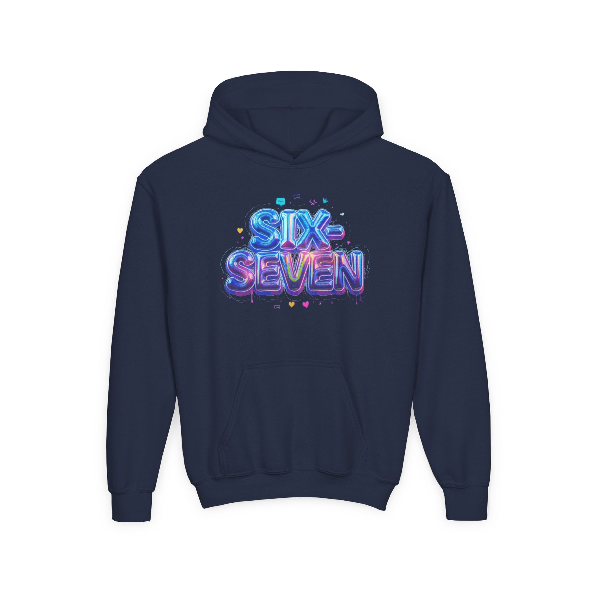 Youth Hoodie — "Six Seven" Colorful 3D Balloon Text Graphic