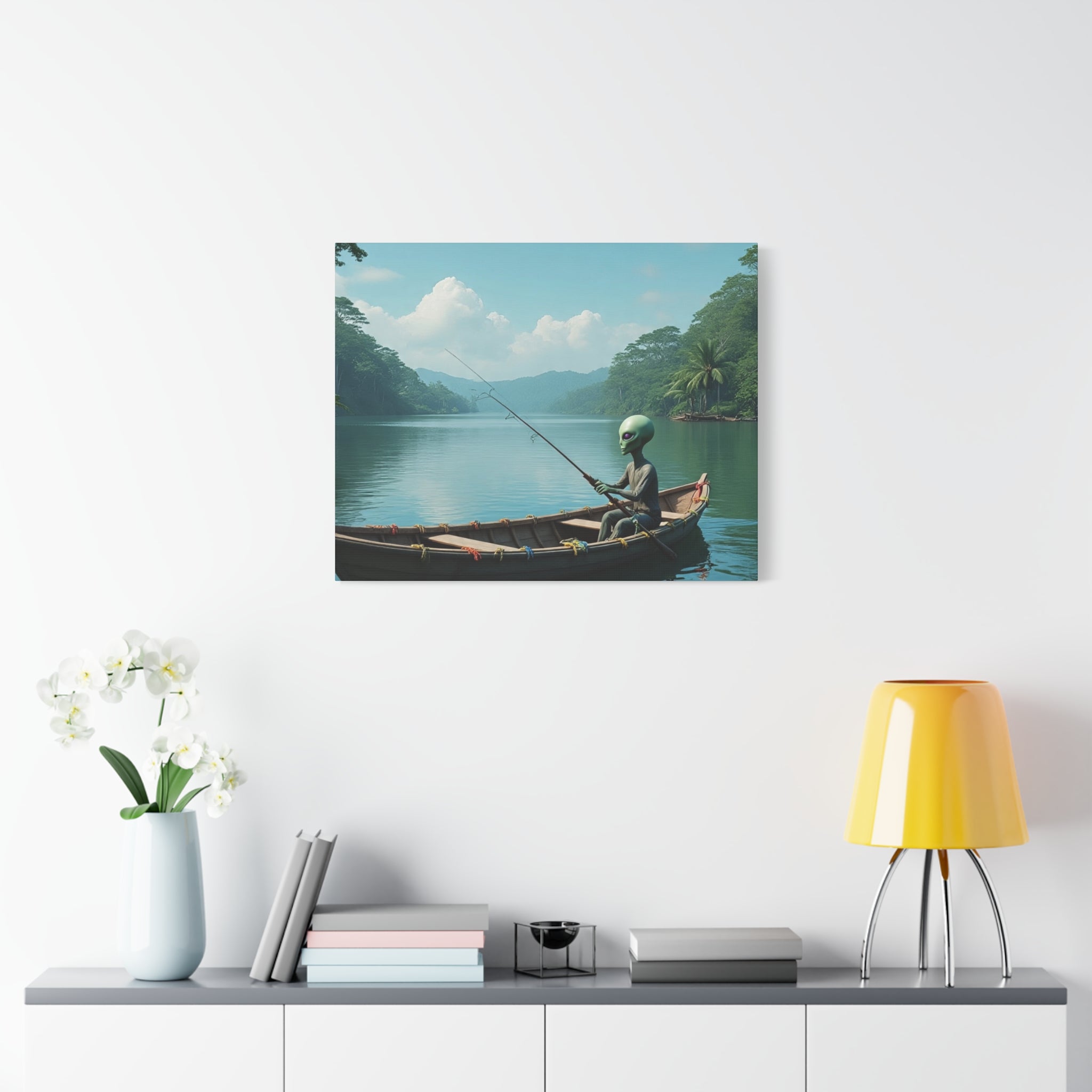 Alien Fishing Canvas Art