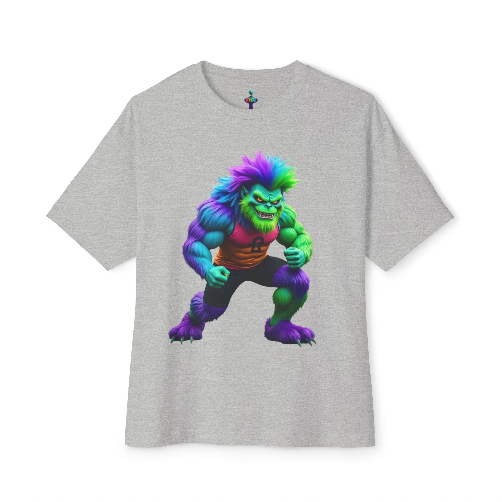 VYBZ Colorful Monster Graphic Tee, Fun Unisex Boxy Shirt, Casualwear for Kids & Adults, Gifts for Birthdays, Festivals, Summer Vibes, Streetwear