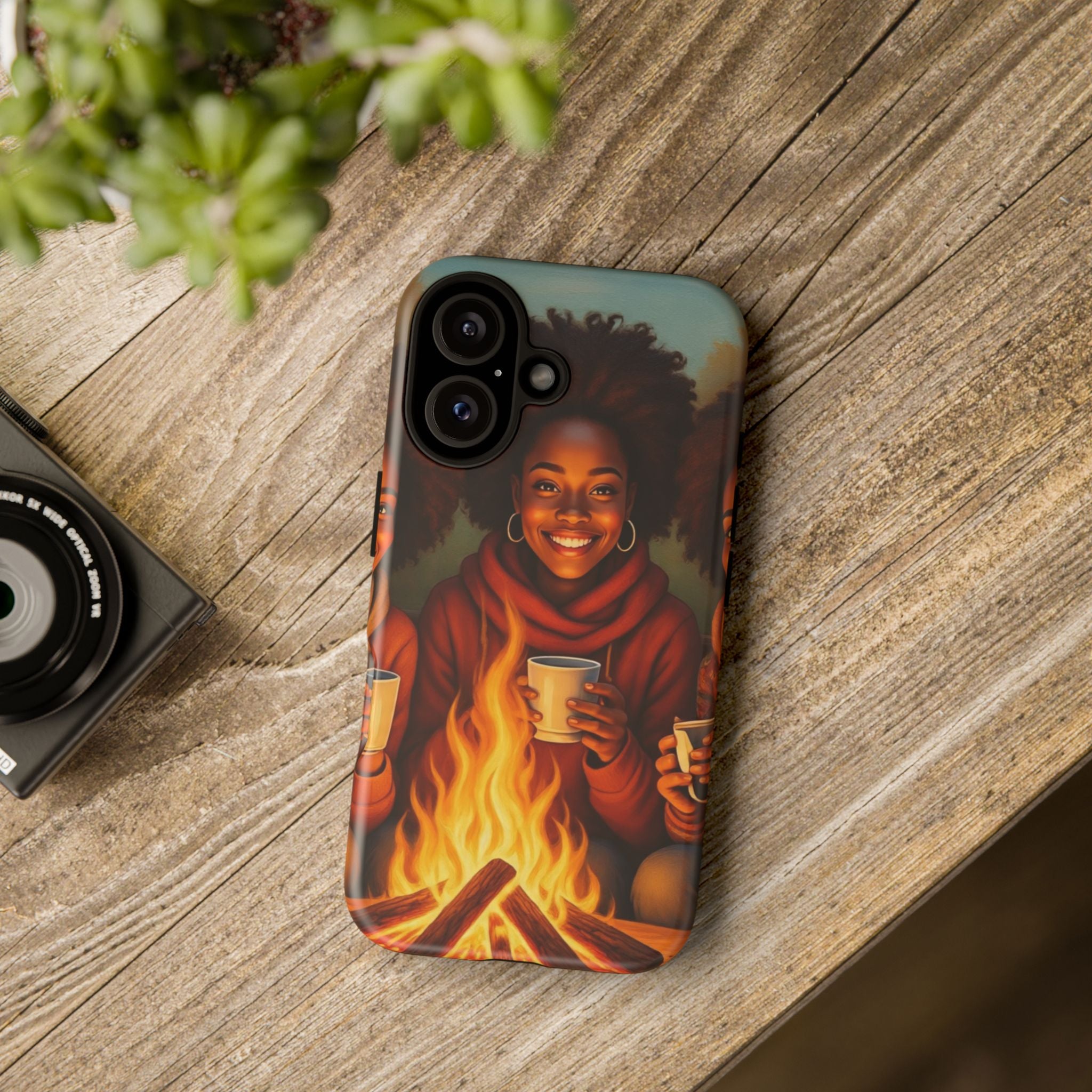 Cozy Phone Case for Campfire Lovers, Tough Cases with Inspirational Design, Perfect Gift for Friends, Birthday Present, Nature Vibe