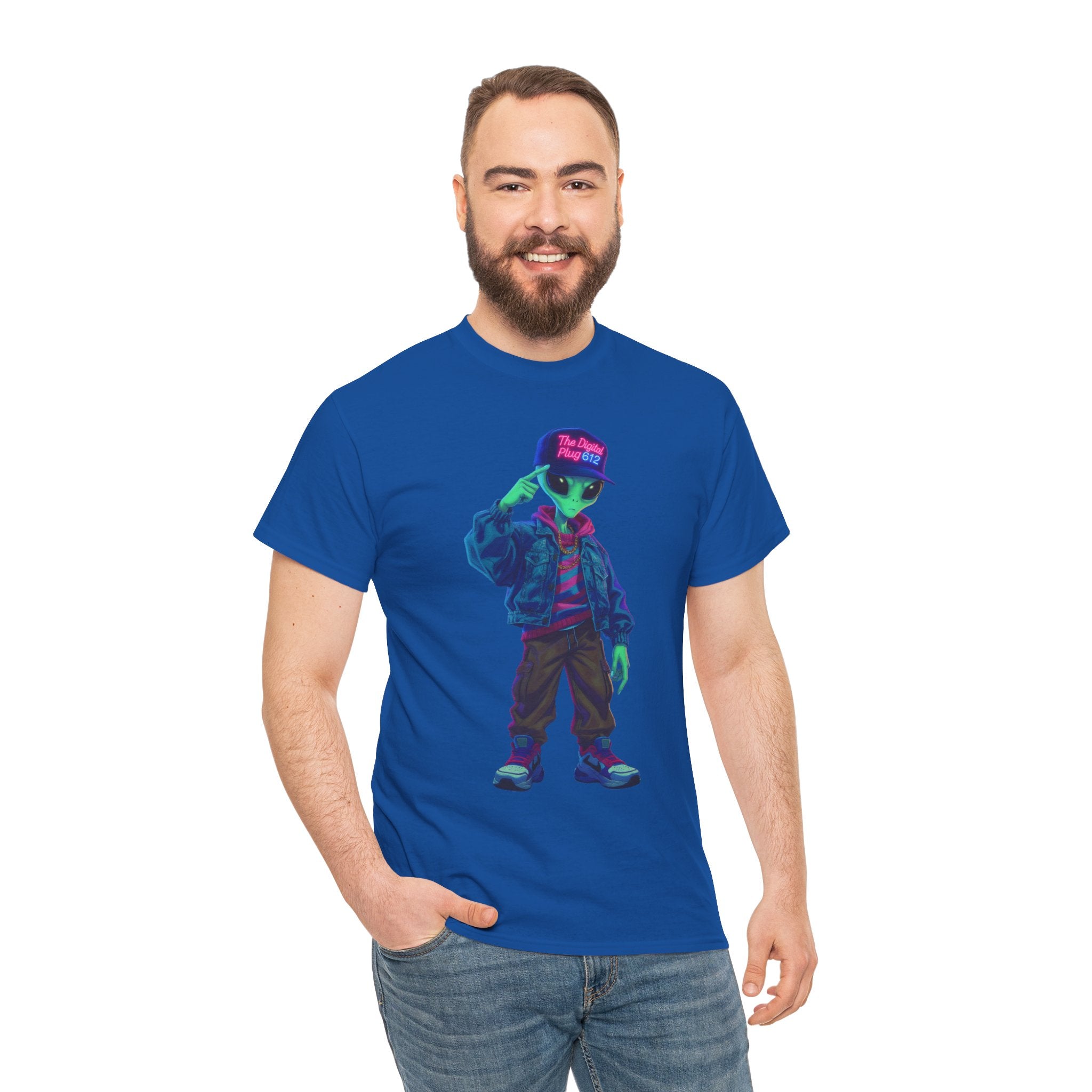 VYBZ Vibrant Alien Graphic Tee - Unisex Heavy Cotton Tee for Casual Wear, Gifts, Streetwear, Festivals, Unique Style