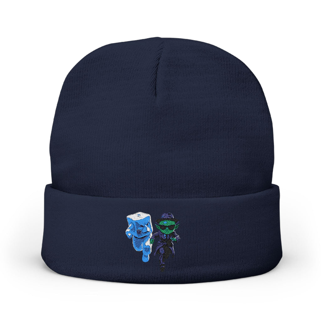 Alien Ice Knit Beanie, Embroidered Winter Hat