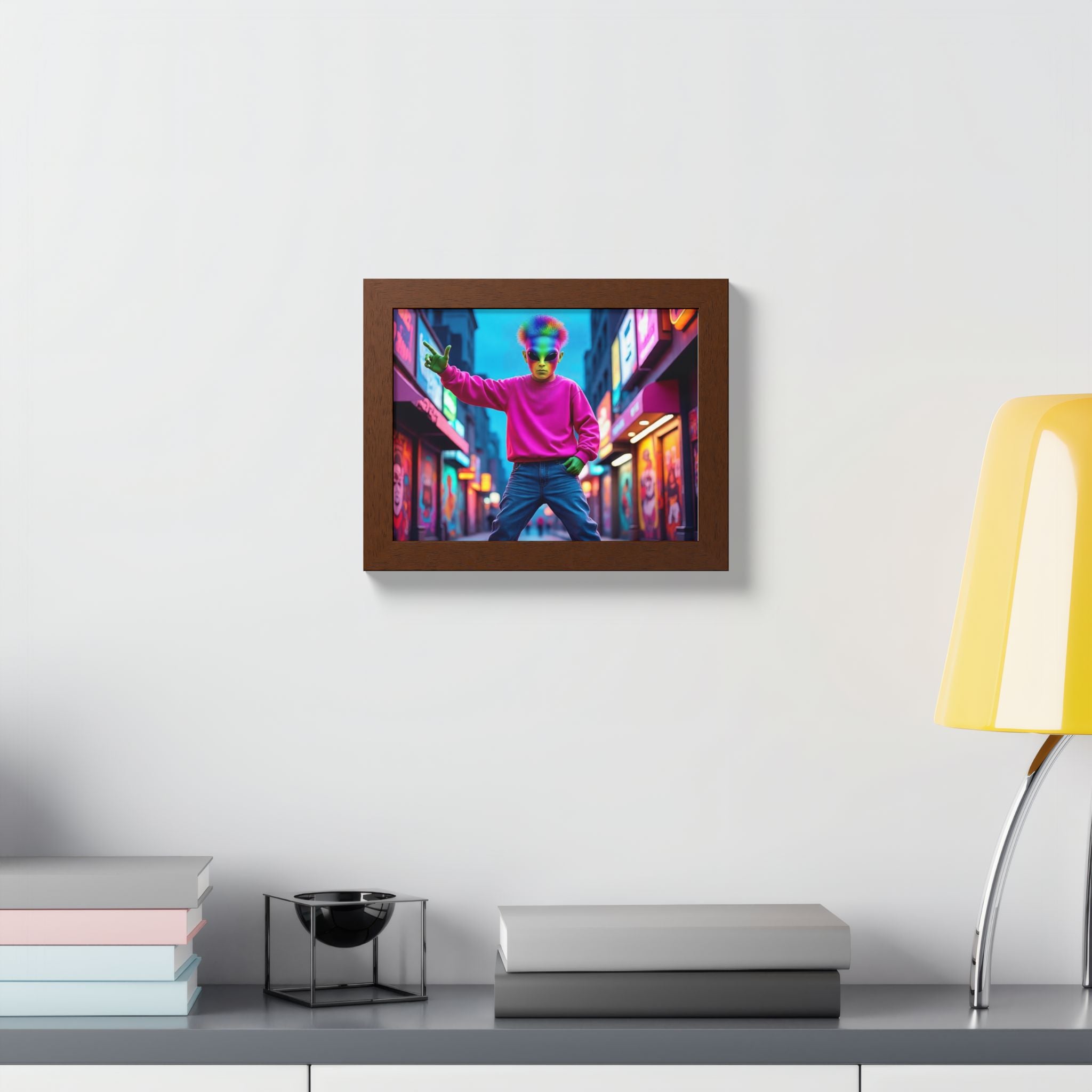 Vibrant Framed Poster, Colorful Wall Art for Home Décor, Funky Room Decoration, Unique Gift for Art Lovers, Retro Vibes, Pop Culture