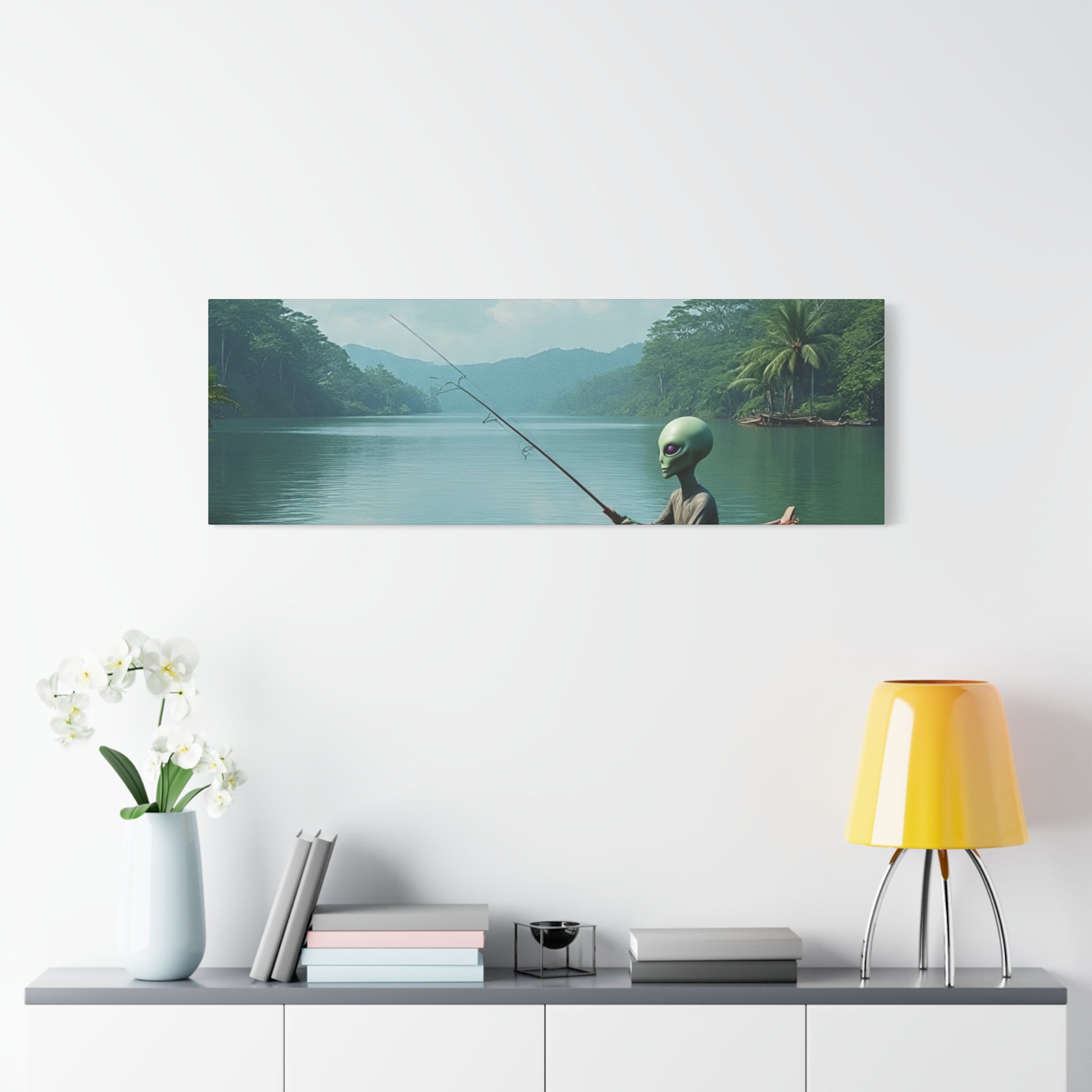 Alien Fishing Canvas Art