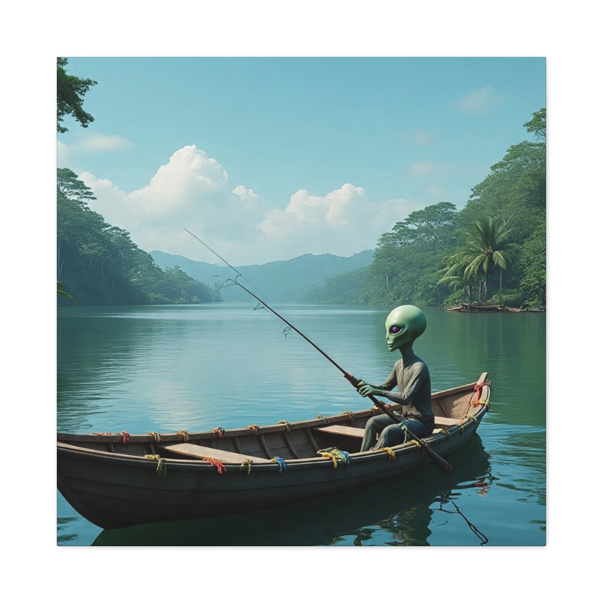 Alien Fishing Canvas Art