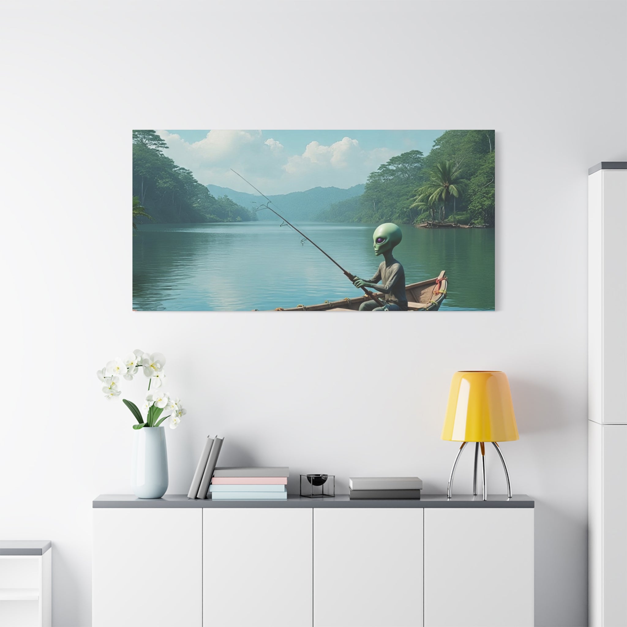 Alien Fishing Canvas Art