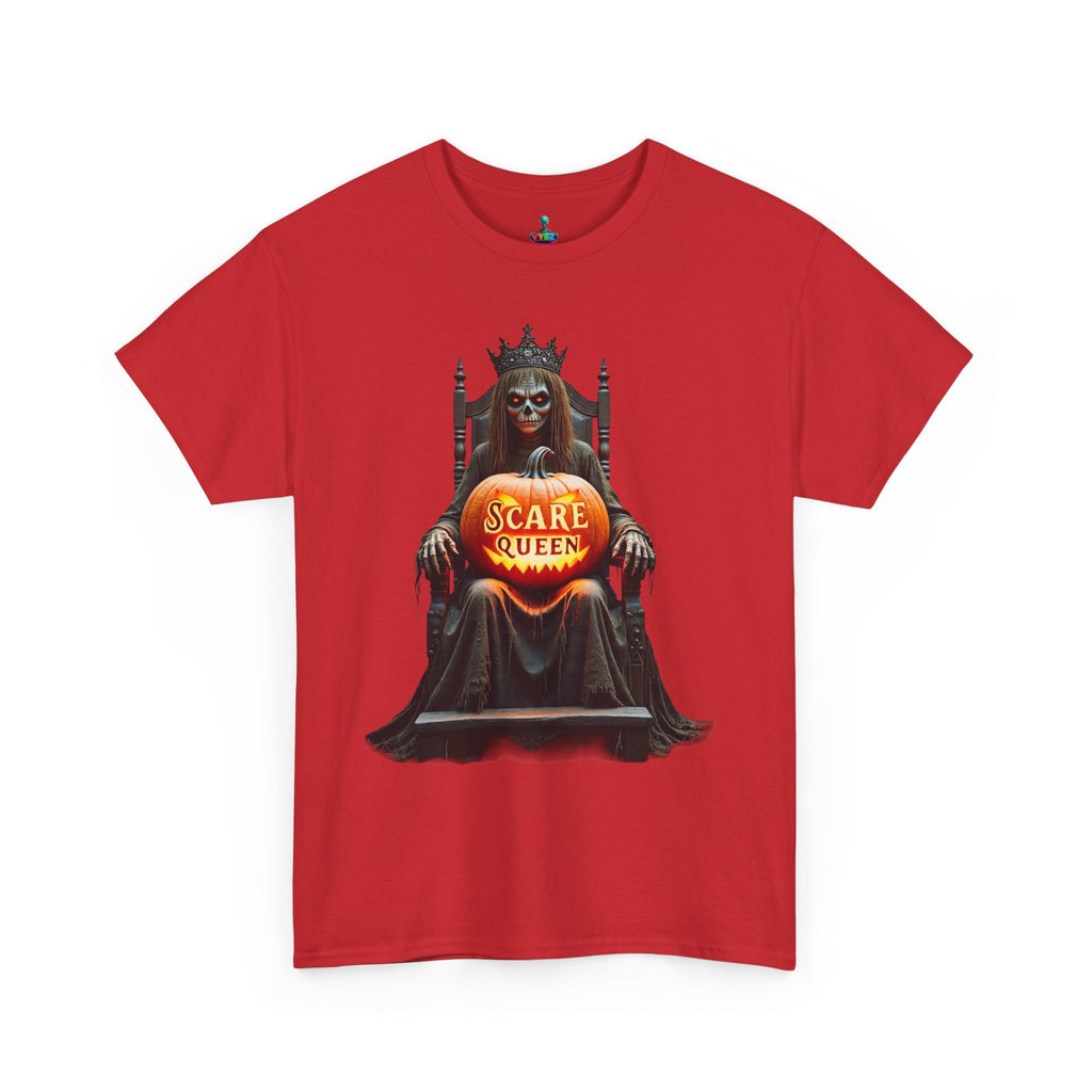 VYBZ Scare Queen Unisex Heavy Cotton Tee, Halloween T-Shirt, Horror Movie Fan Apparel, Gothic Fashion, Spooky Gift