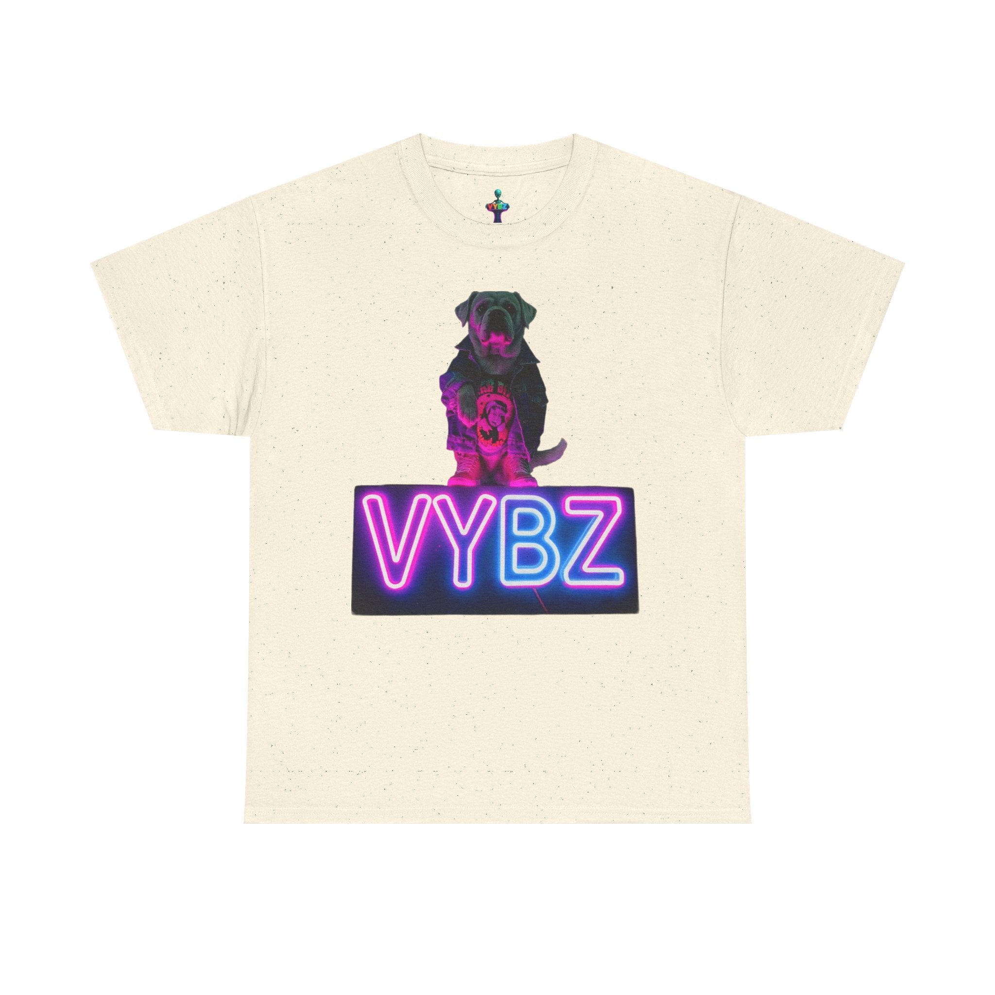 Neon Dog VYBZ Tee, Unisex Heavy Cotton T-Shirt, Casual Wear, Pet Lovers Gift, Streetwear Style, Dog Lover Apparel