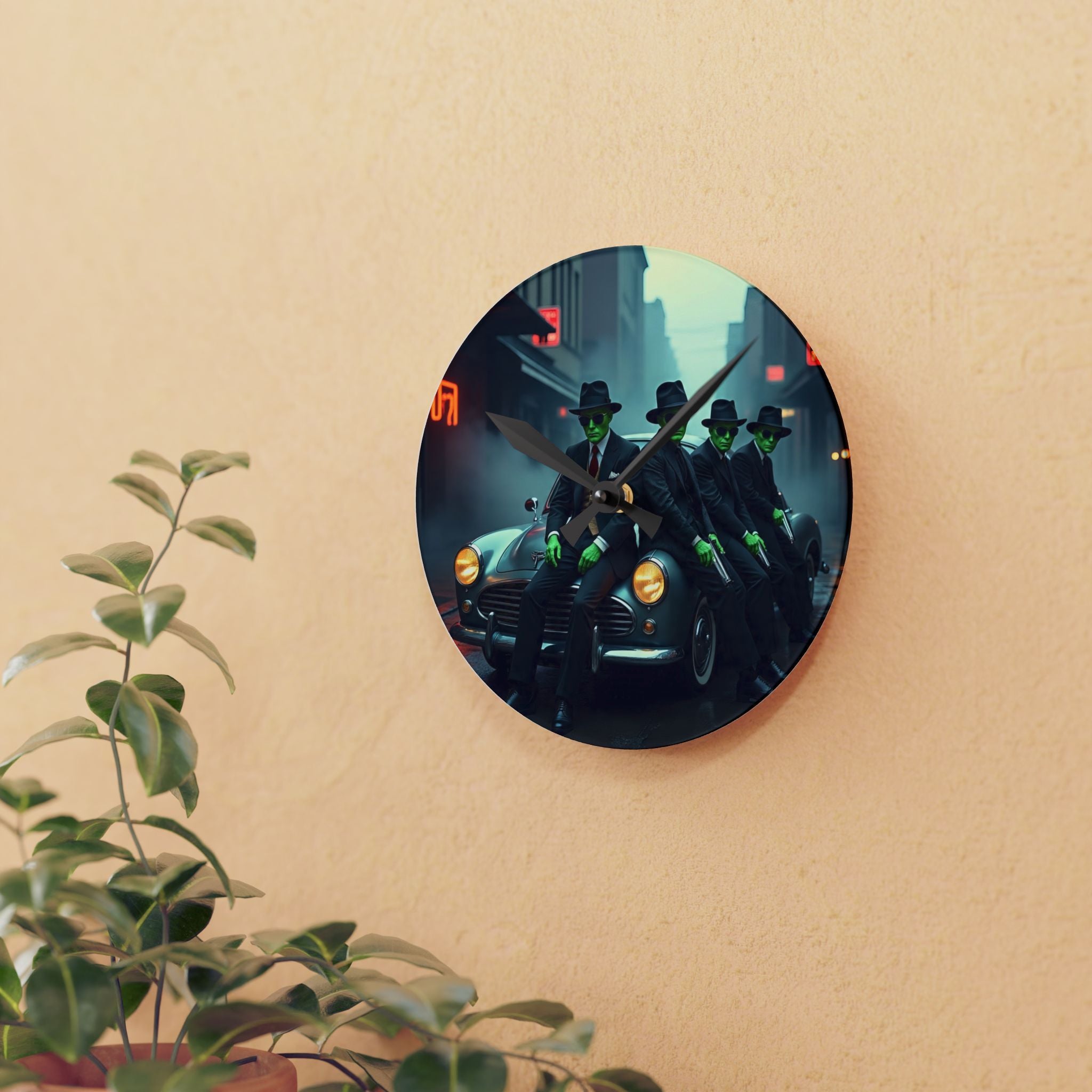 Alien Gangster Acrylic Wall Clock