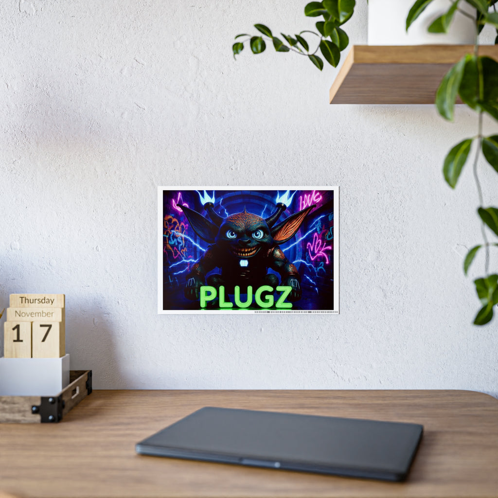 Gloss Poster — Neon 'PLUGZ' Gremlin Wall Art (Glossy Poster)