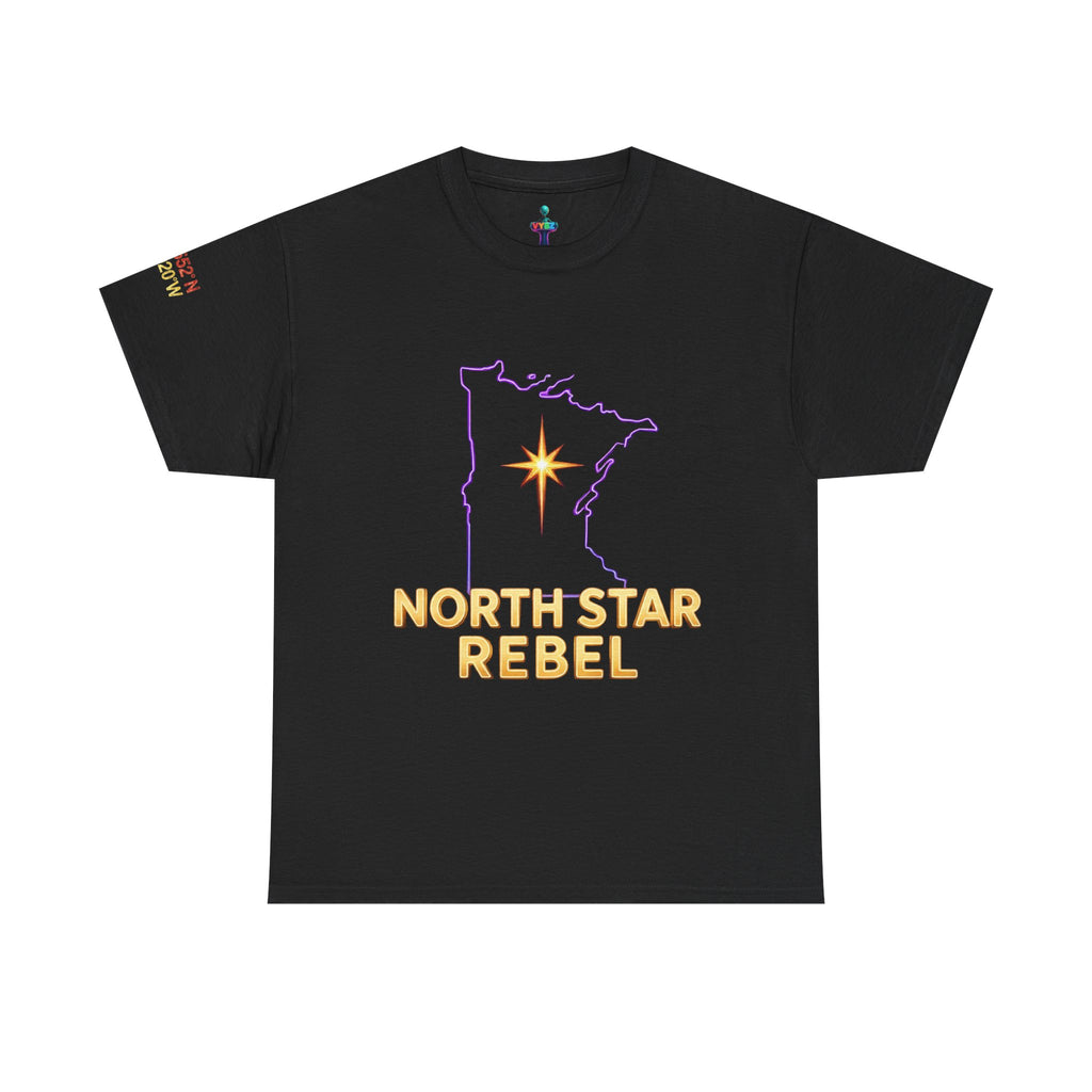 North Star Rebel Tee — Minnesota Map Shirt with "We Hold The Line" Gold Back Print