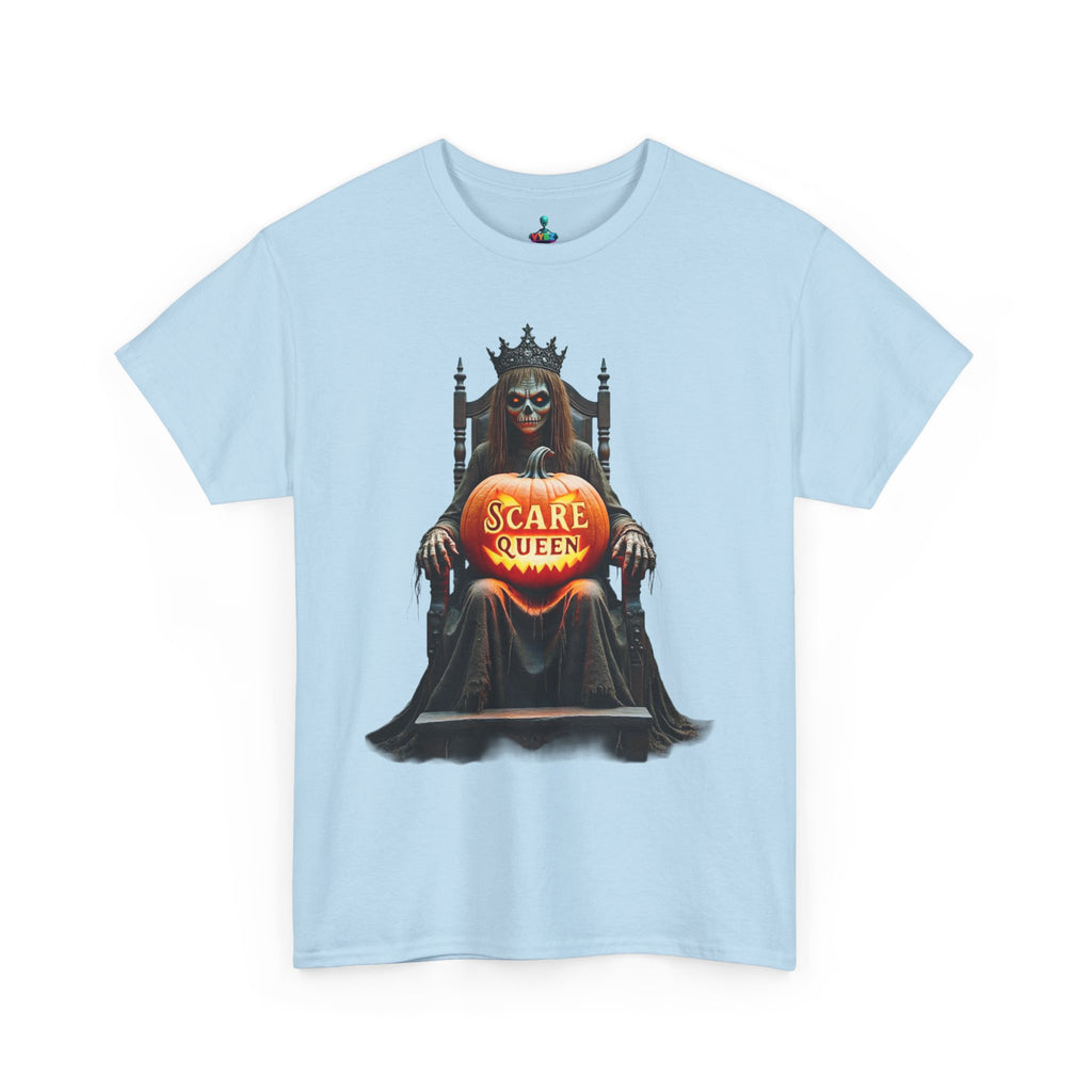 VYBZ Scare Queen Unisex Heavy Cotton Tee, Halloween T-Shirt, Horror Movie Fan Apparel, Gothic Fashion, Spooky Gift