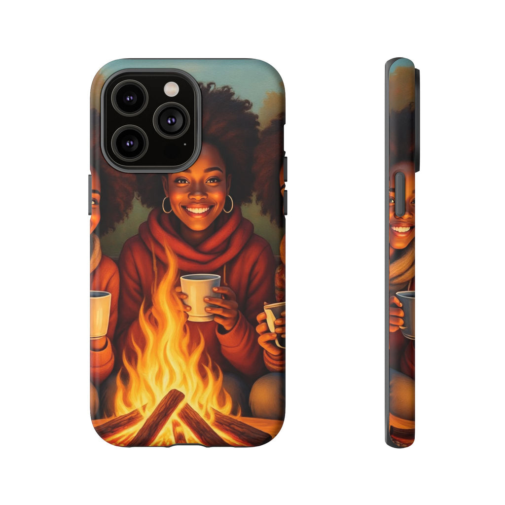 Cozy Phone Case for Campfire Lovers, Tough Cases with Inspirational Design, Perfect Gift for Friends, Birthday Present, Nature Vibe