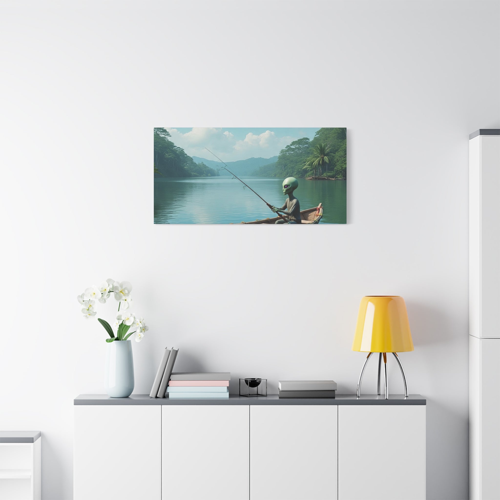Alien Fishing Canvas Art