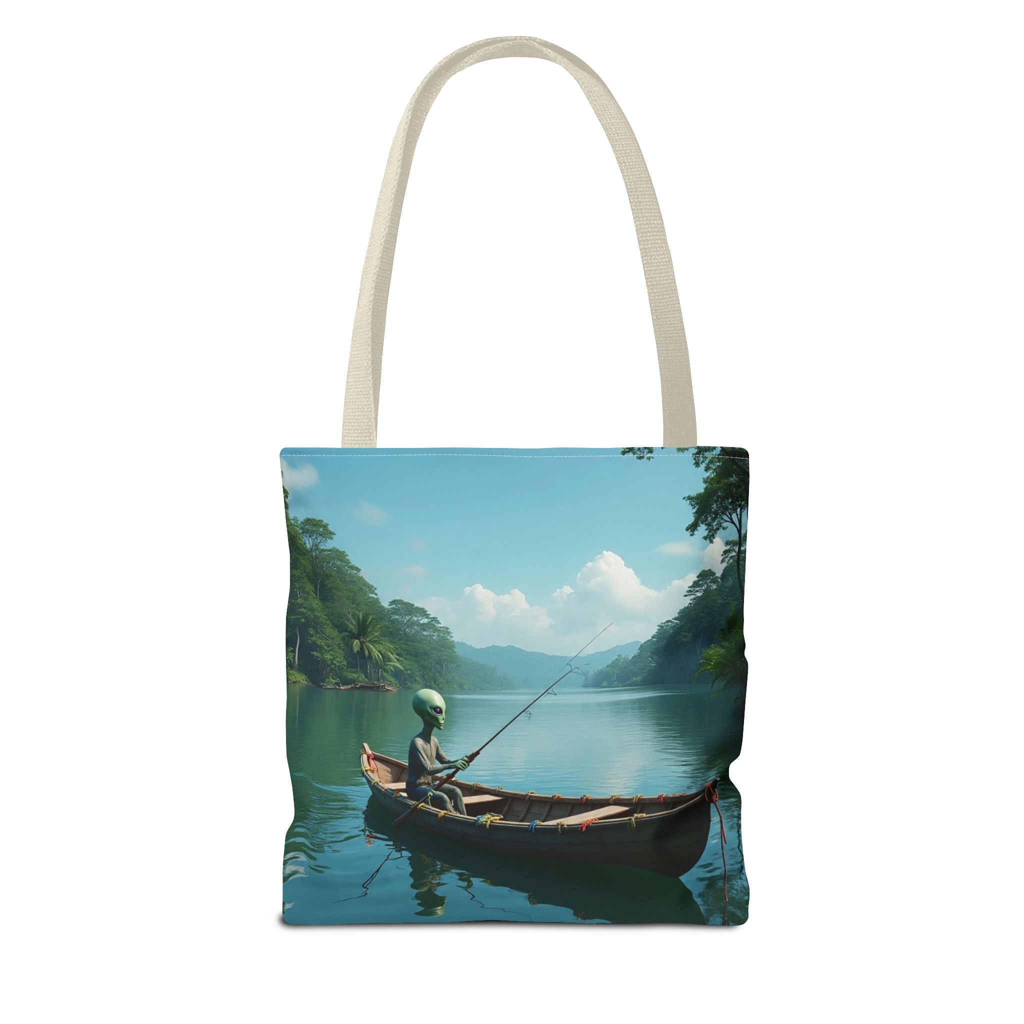 VYBZ Serene Alien Fishing Scenic Tote Bag