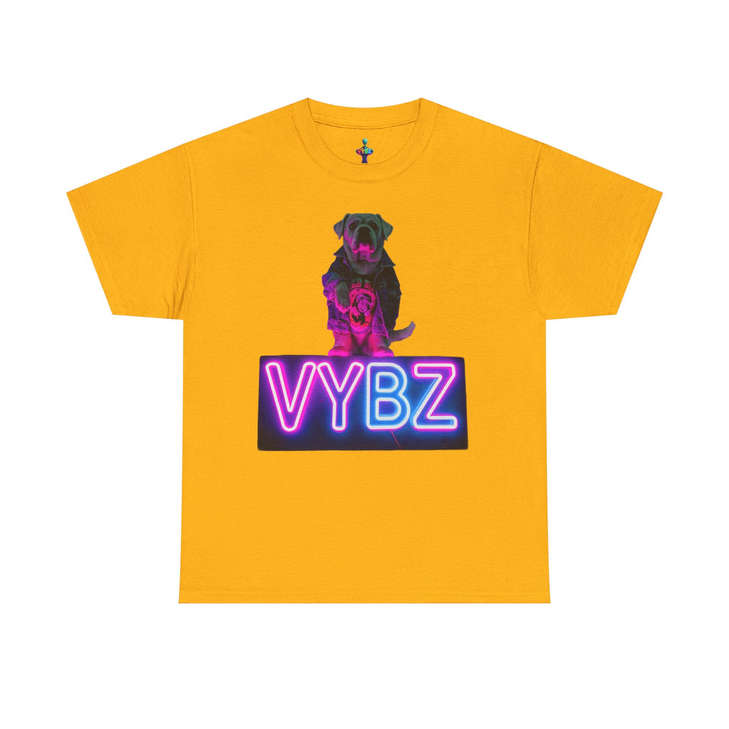 Neon Dog VYBZ Tee, Unisex Heavy Cotton T-Shirt, Casual Wear, Pet Lovers Gift, Streetwear Style, Dog Lover Apparel