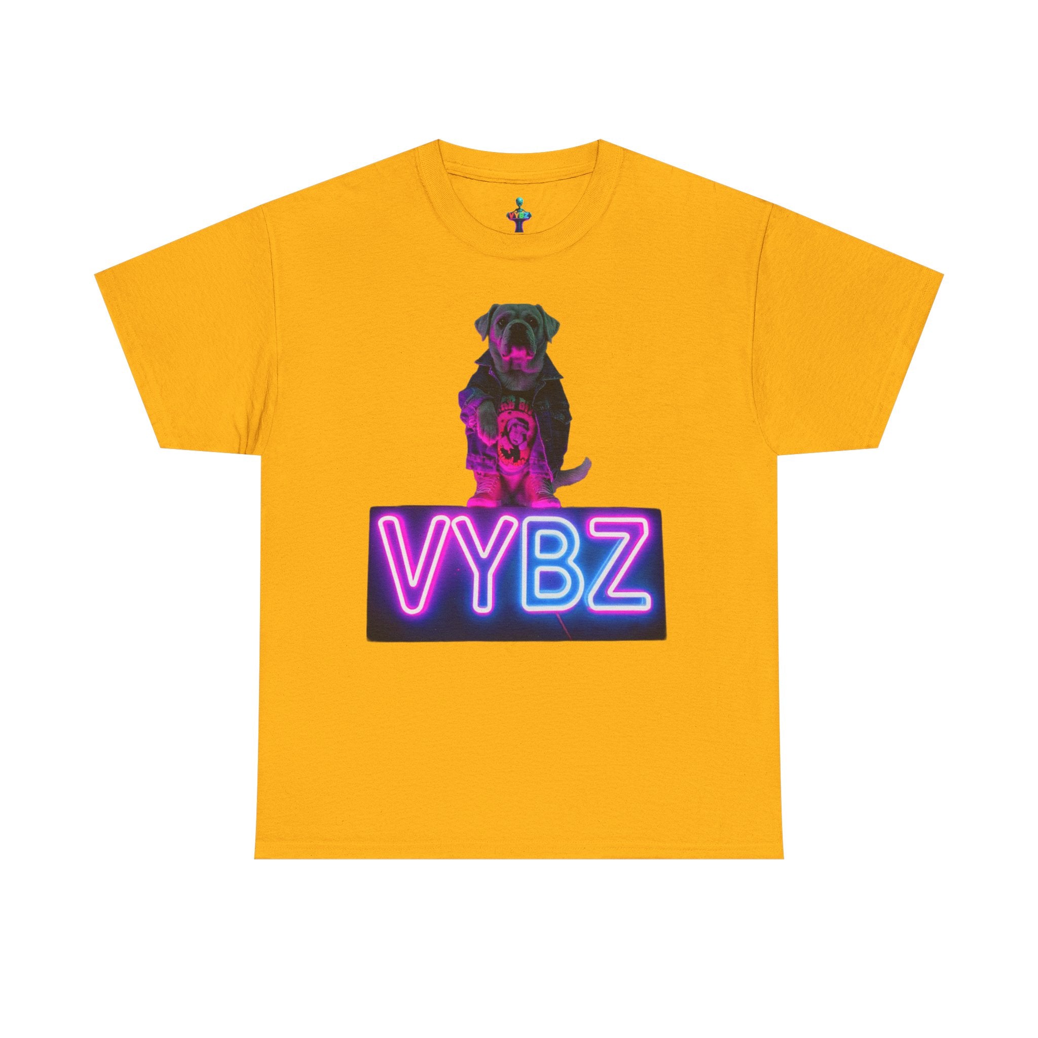 Neon Dog VYBZ Tee, Unisex Heavy Cotton T-Shirt, Casual Wear, Pet Lovers Gift, Streetwear Style, Dog Lover Apparel