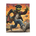 Groovy Grinch Velveteen Plush Blanket – Retro Street-Style Holiday Throw