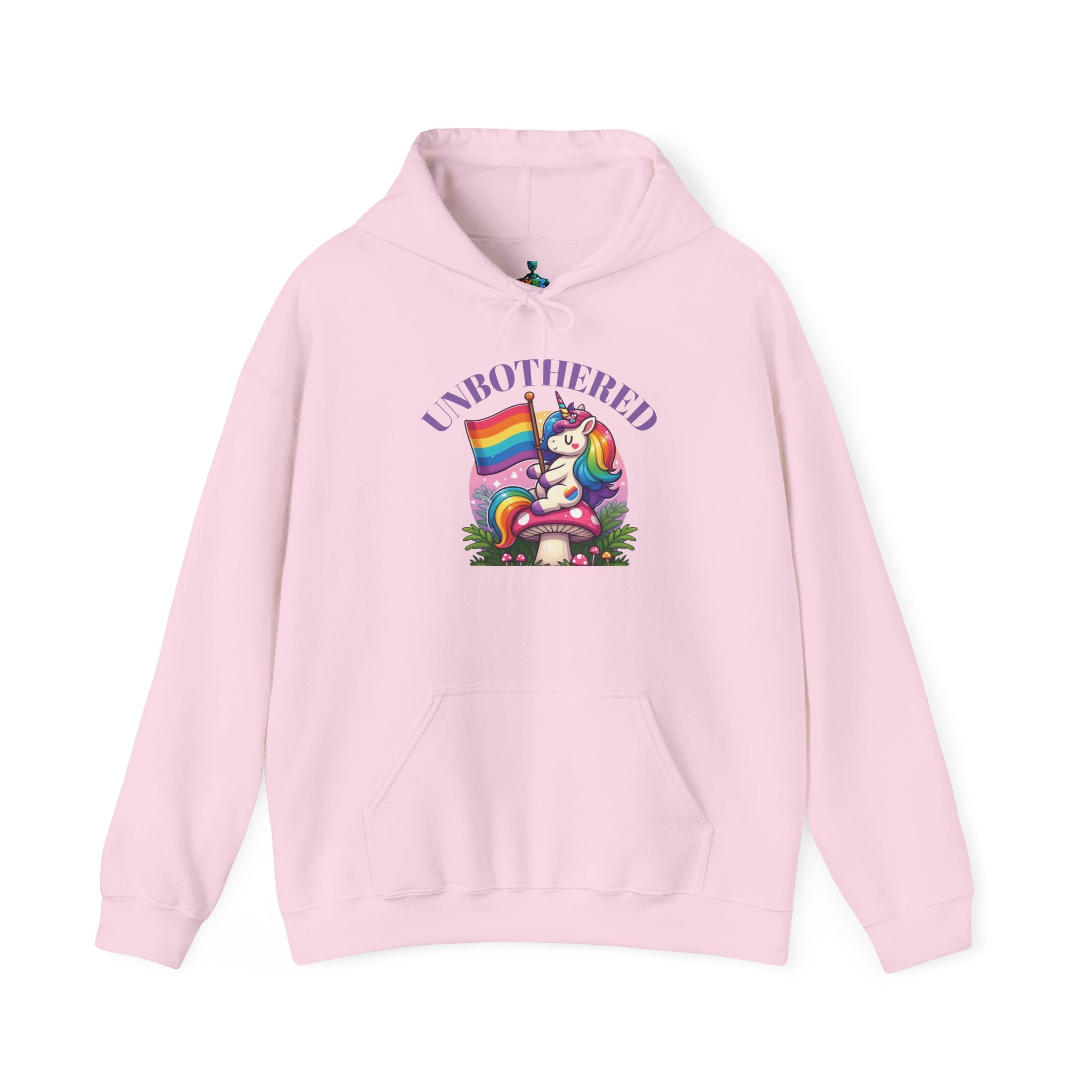 VYBZ "UNBOTHERED" Hoodie for All Ages, LGBTQ+ Gift, Cozy Sweatshirt, Cute Animal Apparel, Fun Pride Merchandise