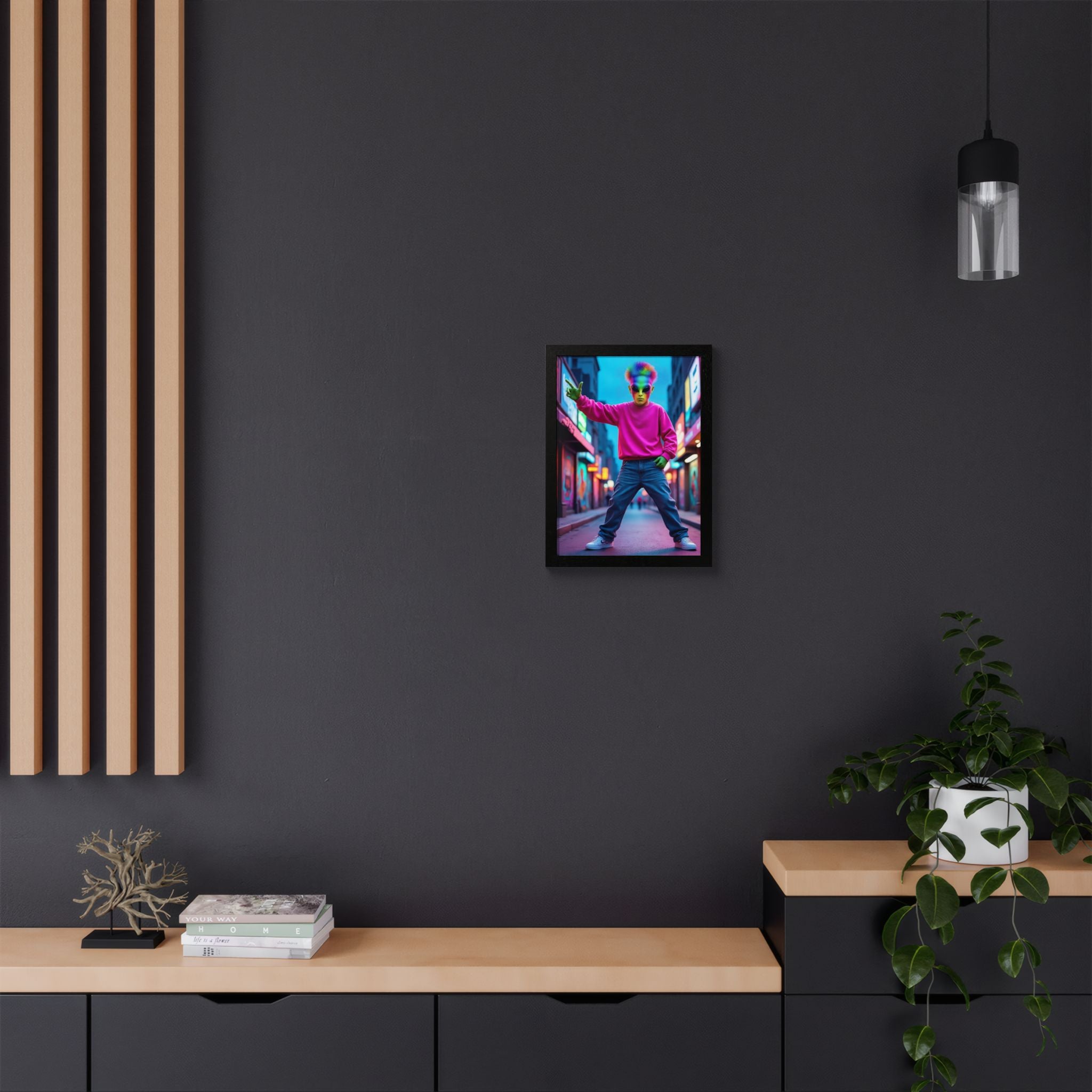 Vibrant Framed Poster, Colorful Wall Art for Home Décor, Funky Room Decoration, Unique Gift for Art Lovers, Retro Vibes, Pop Culture