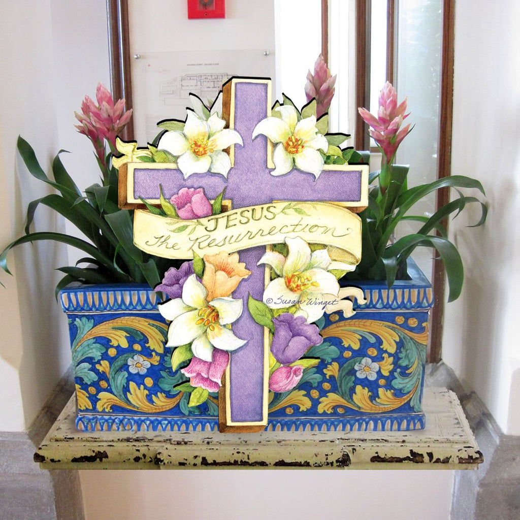 Easter Cross He is Risen Door Decor by Susan Winget - EasterSpring Decor - 8471303H-SW-1