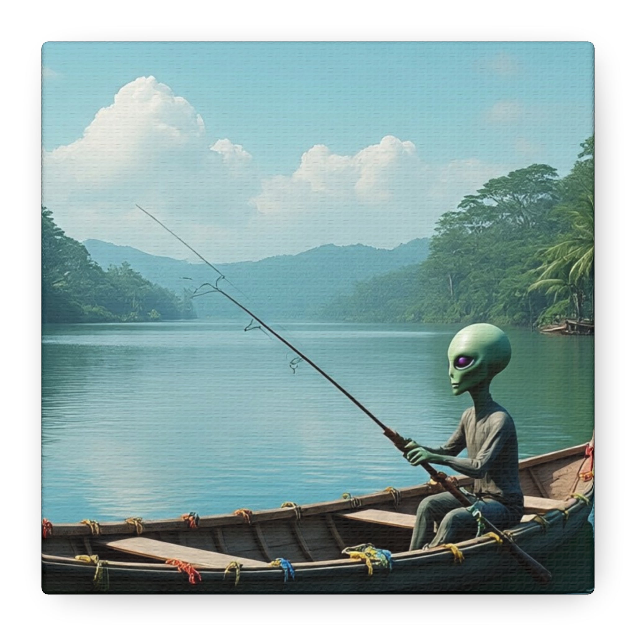 Alien Fishing Canvas Art