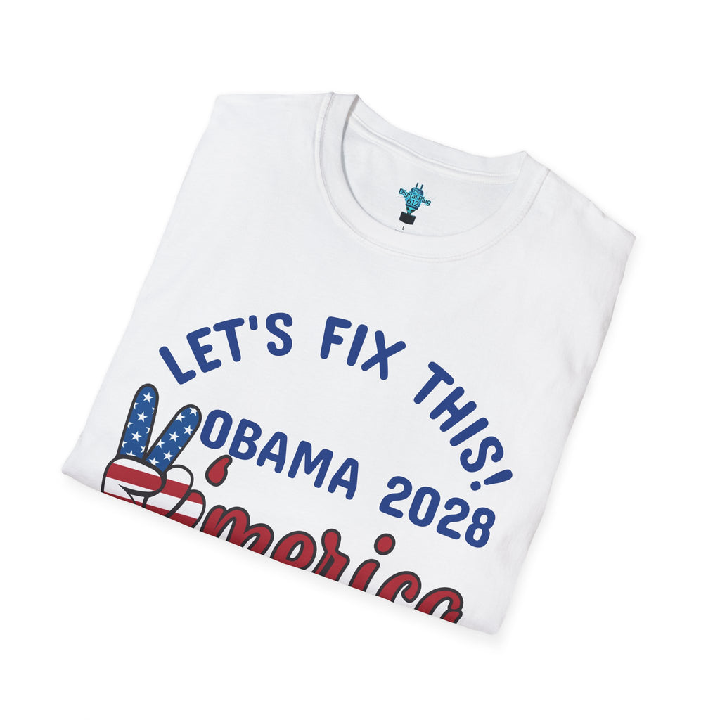VYBZ Obama 2028 Unisex Softstyle T-Shirt, Casual Wear, Political Statement Tee, Gift for Activists, Election Merchandise