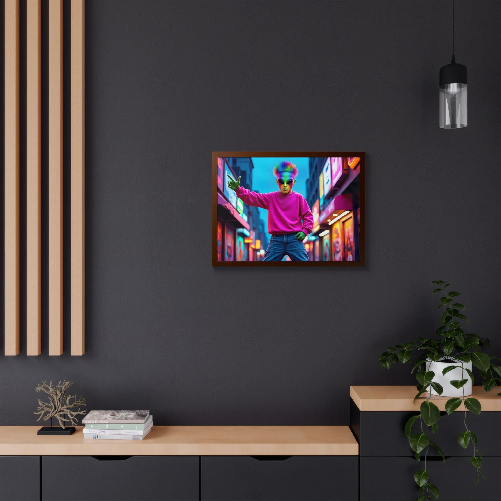 Vibrant Framed Poster, Colorful Wall Art for Home Décor, Funky Room Decoration, Unique Gift for Art Lovers, Retro Vibes, Pop Culture