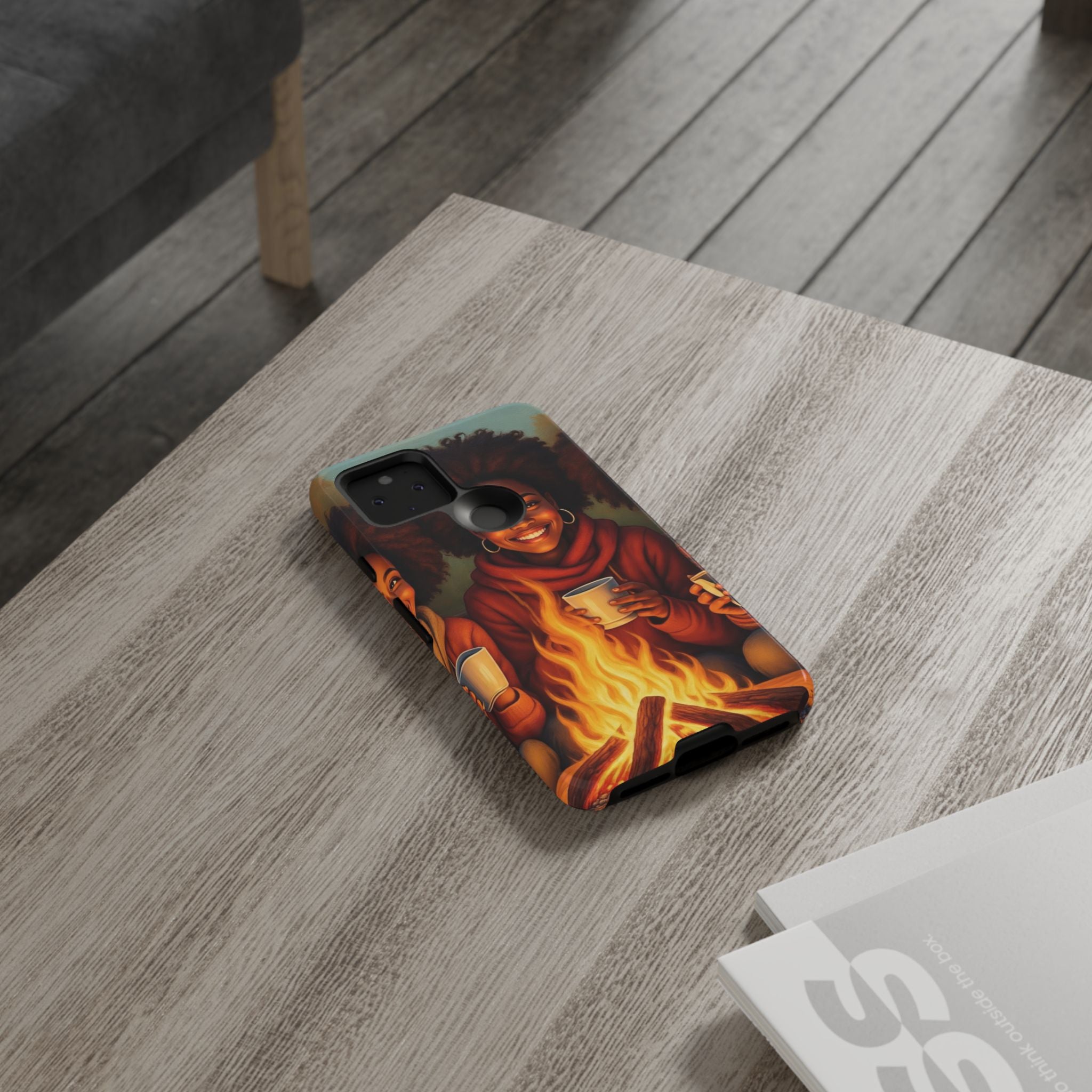 Cozy Phone Case for Campfire Lovers, Tough Cases with Inspirational Design, Perfect Gift for Friends, Birthday Present, Nature Vibe