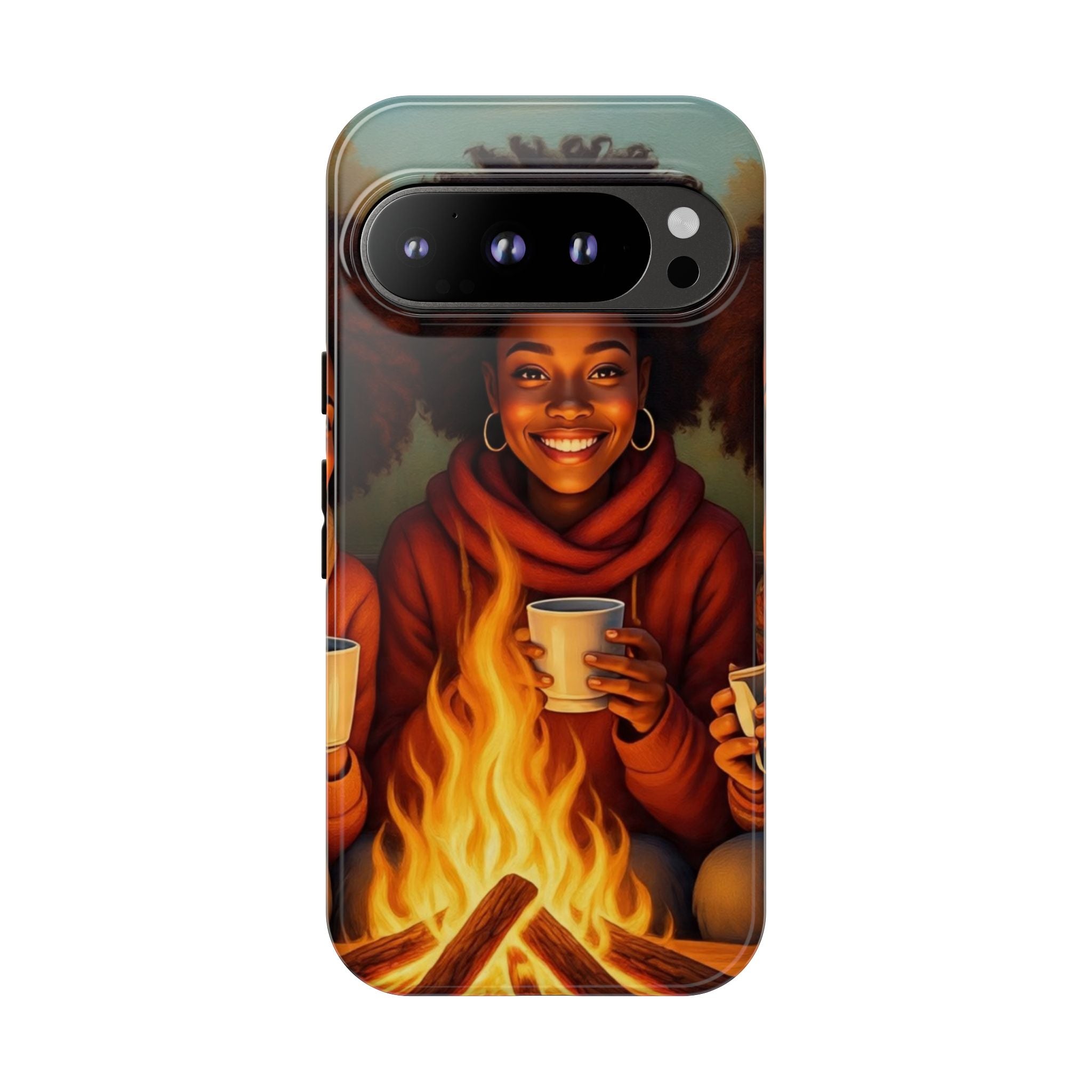 Cozy Phone Case for Campfire Lovers, Tough Cases with Inspirational Design, Perfect Gift for Friends, Birthday Present, Nature Vibe