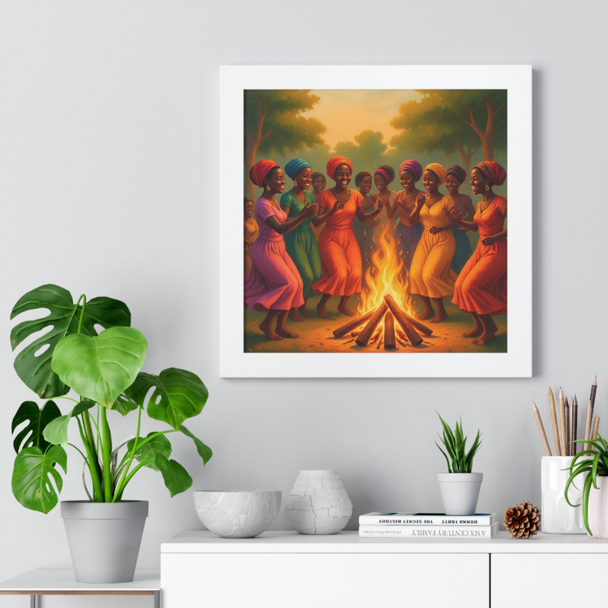 African Women Dance Bonfire Poster