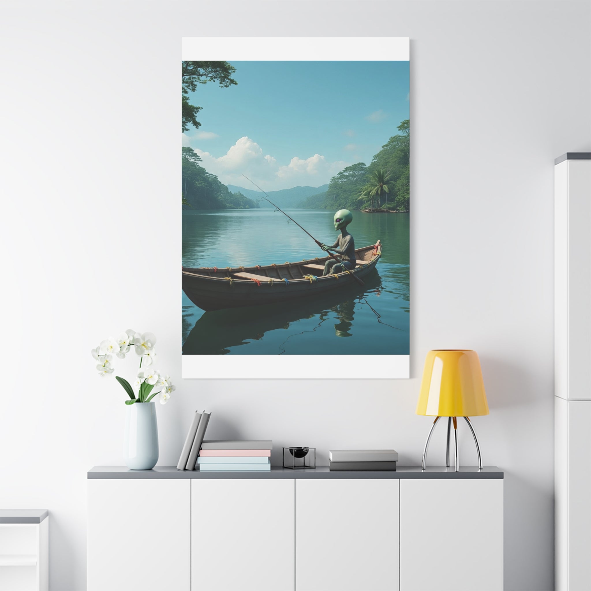 Alien Fishing Canvas Art