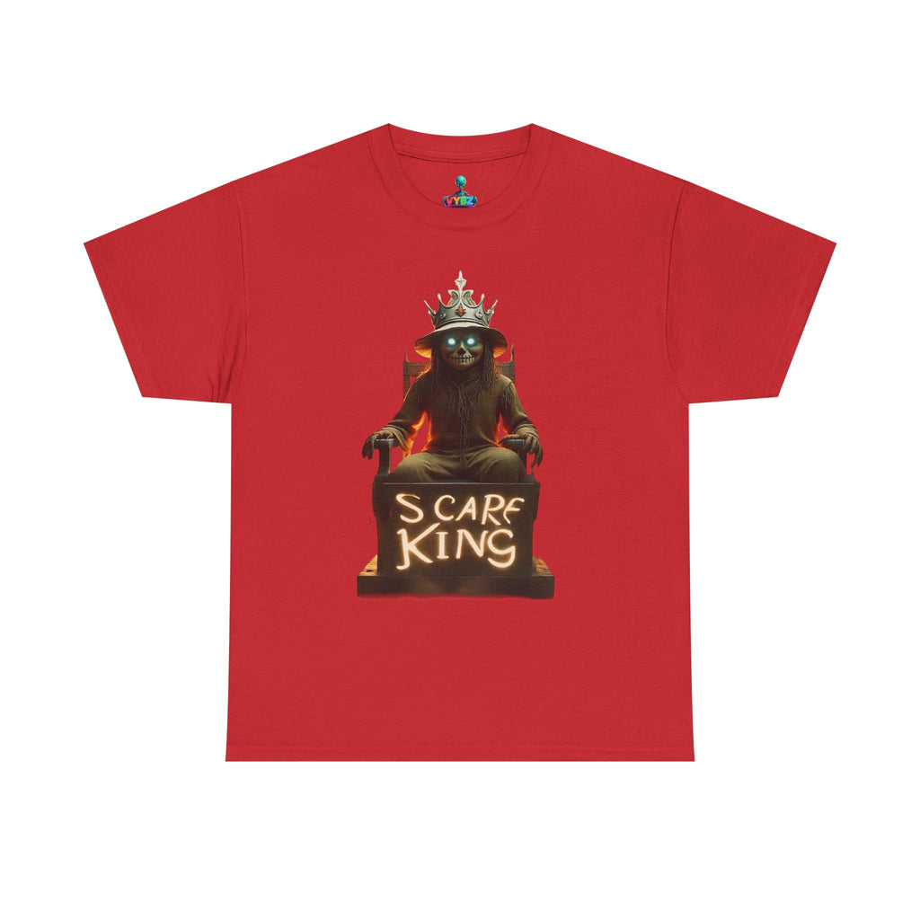 VYBZ Scare King Unisex Heavy Cotton Tee, Halloween Shirt, Horror Tee, Graphic T-Shirt, Scary Costume Top, Gift for Spooky Lovers
