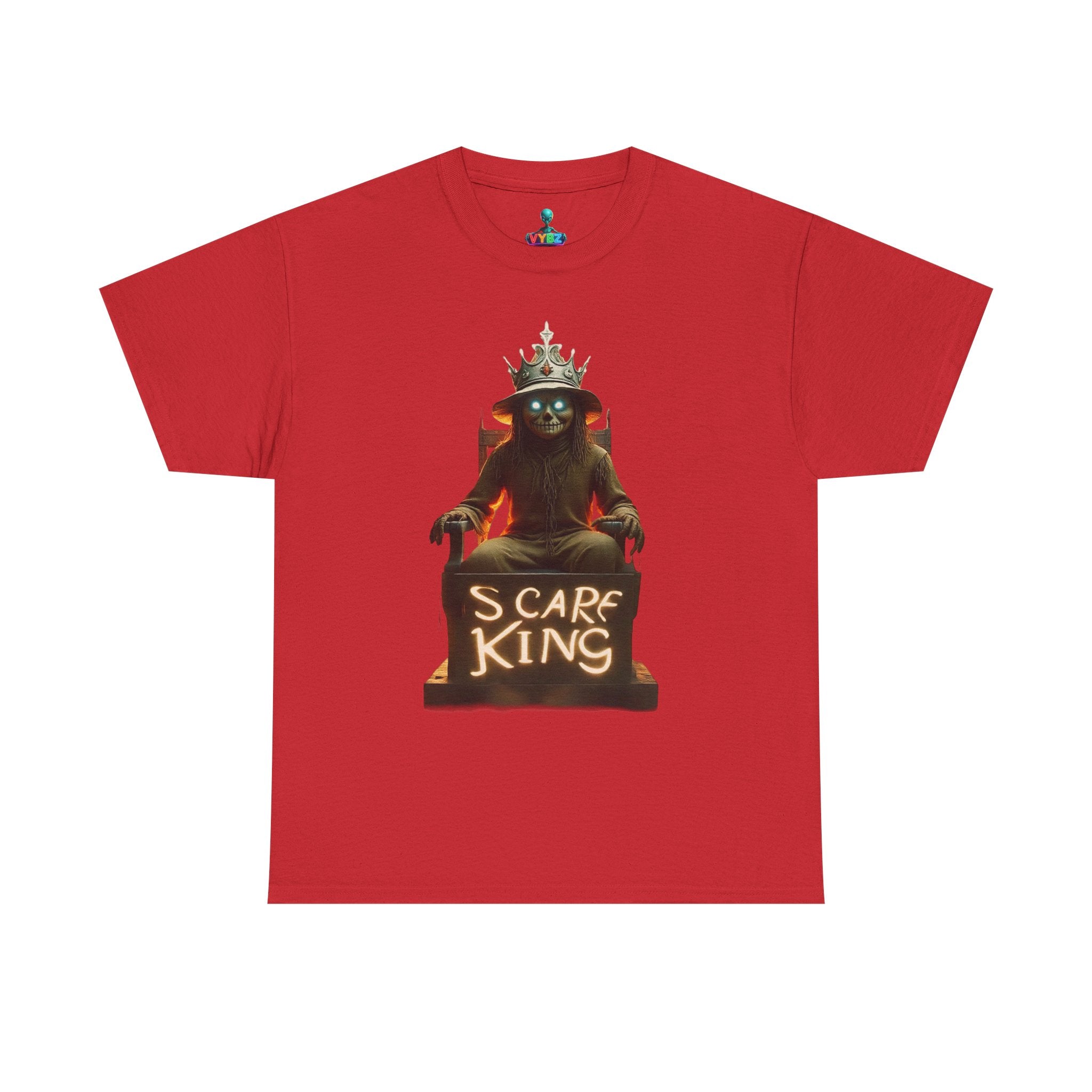VYBZ Scare King Unisex Heavy Cotton Tee, Halloween Shirt, Horror Tee, Graphic T-Shirt, Scary Costume Top, Gift for Spooky Lovers
