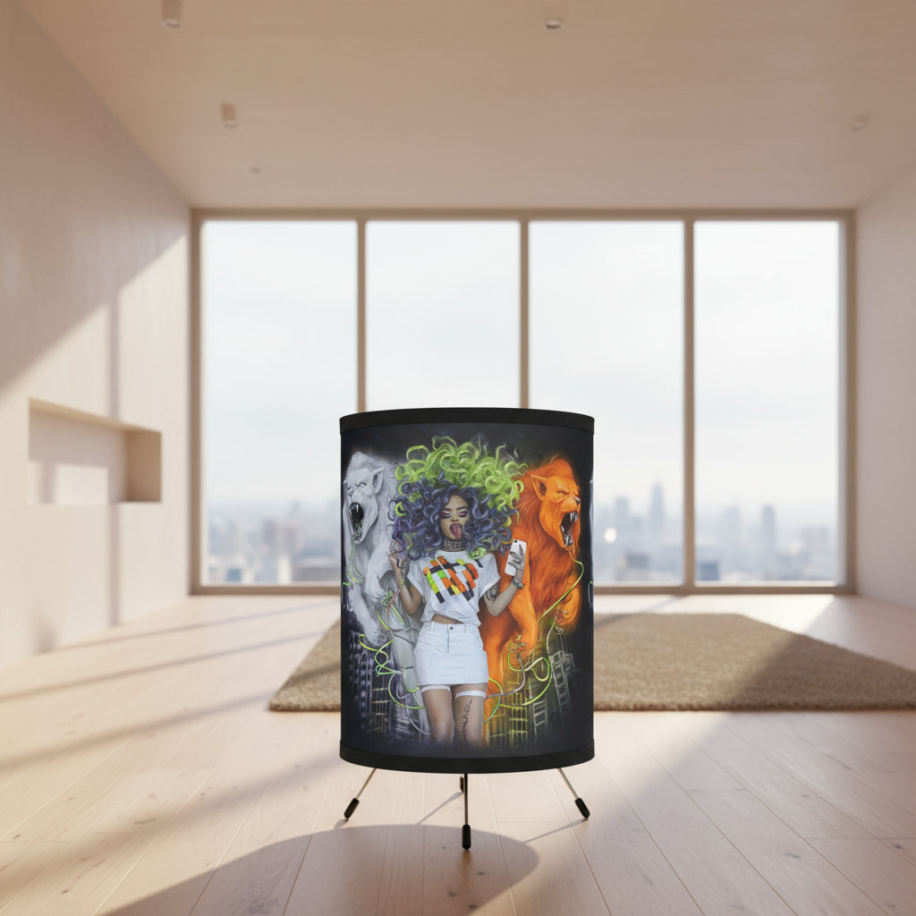 Eye-Catching Tripod Lamp with High-Res Artistic Shade | Perfect Home Decor, Unique Gift, Colorful Lighting, Stylish Lamp, Modern Art Decor