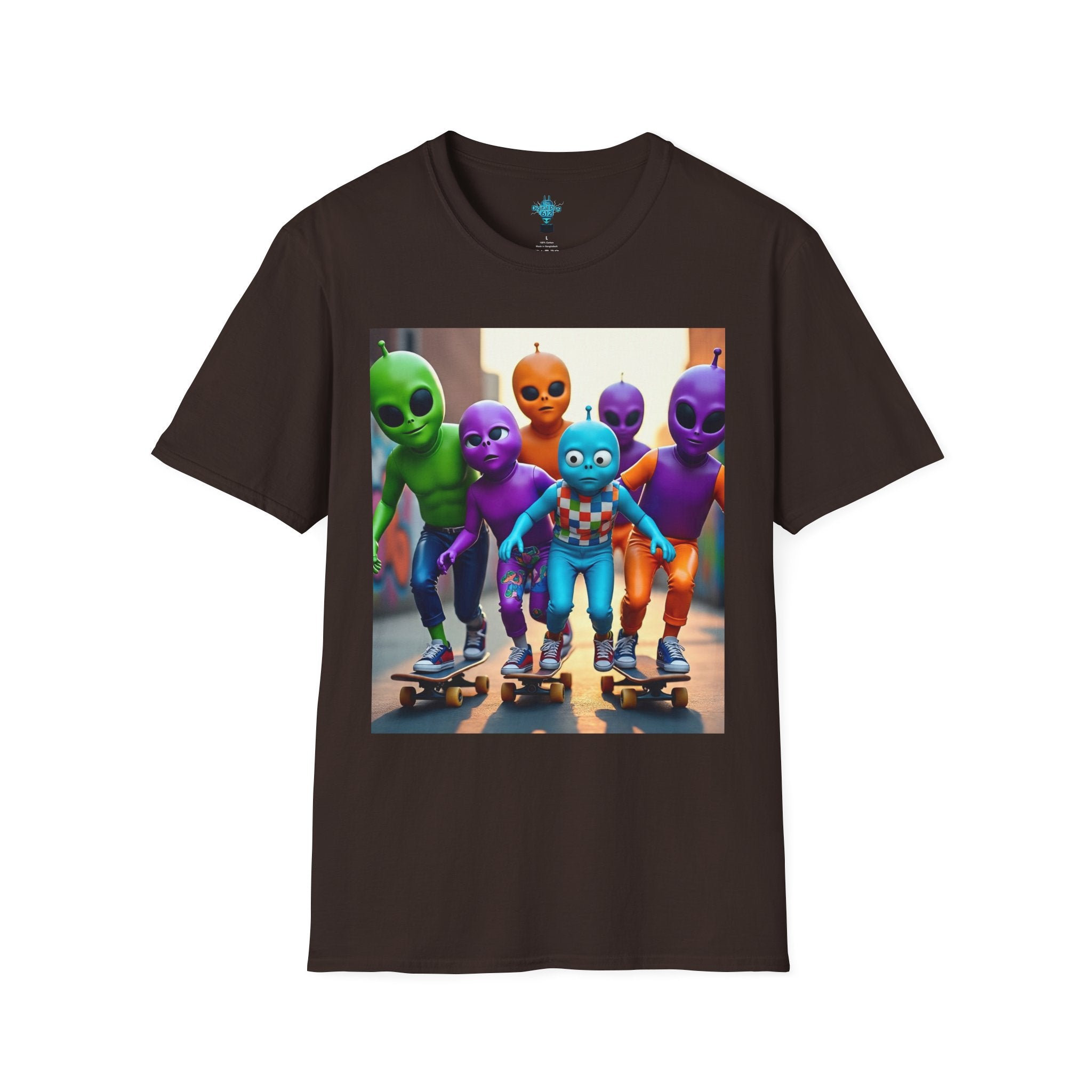 VYBZ Alien Skateboarder Unisex T-Shirt, Cool Graphic Tee for Skaters, Fun Summer Wear, Unique Gift for Kids and Teens, Vibrant Street [...]