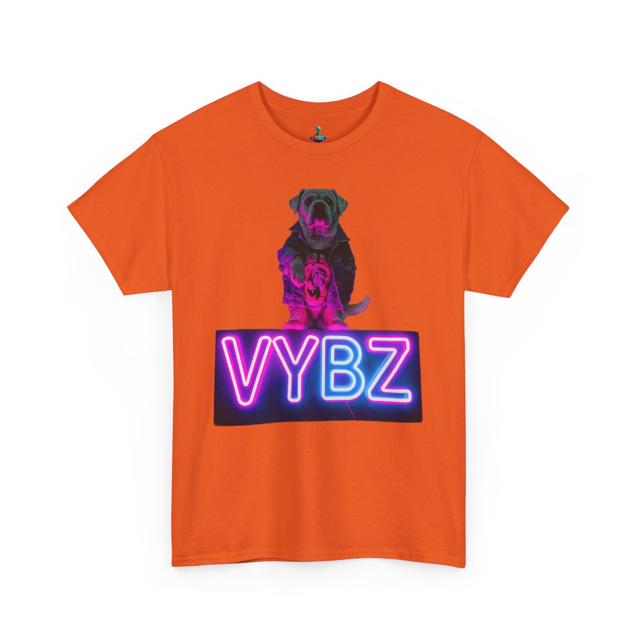 Neon Dog VYBZ Tee, Unisex Heavy Cotton T-Shirt, Casual Wear, Pet Lovers Gift, Streetwear Style, Dog Lover Apparel