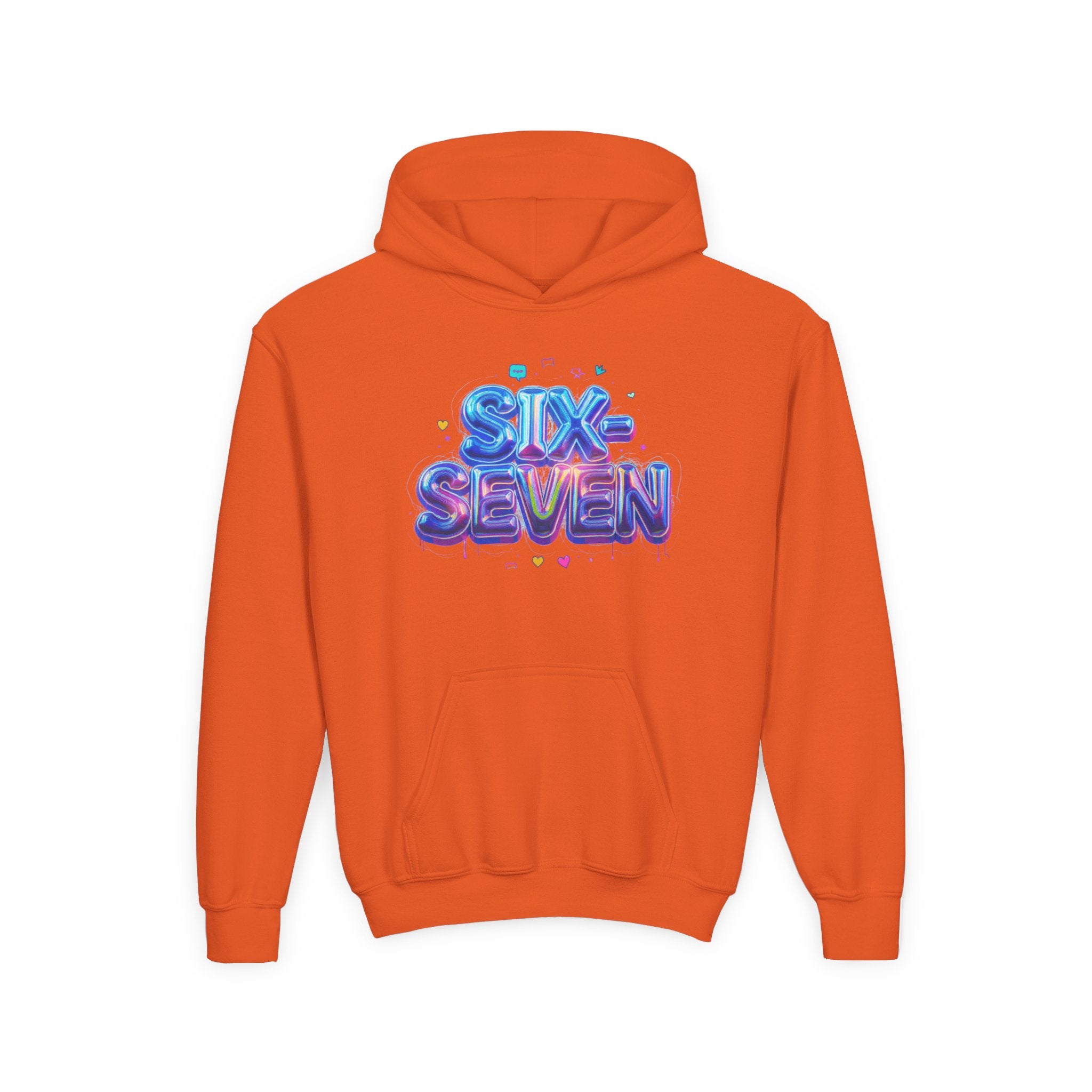 Youth Hoodie — "Six Seven" Colorful 3D Balloon Text Graphic